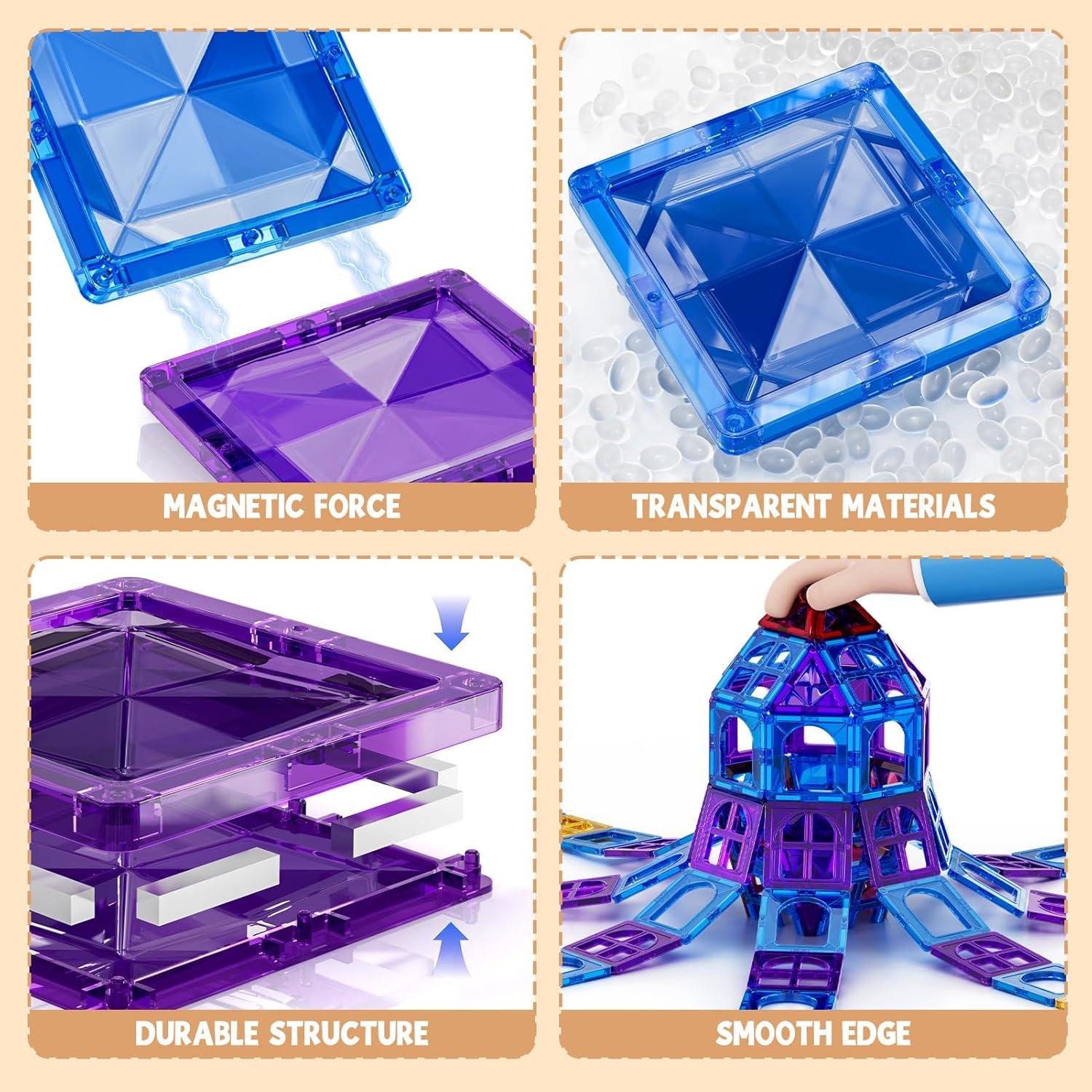 52 Piezas Azulejos Magnéticos LILYBUDS para Niños 3-8 Años