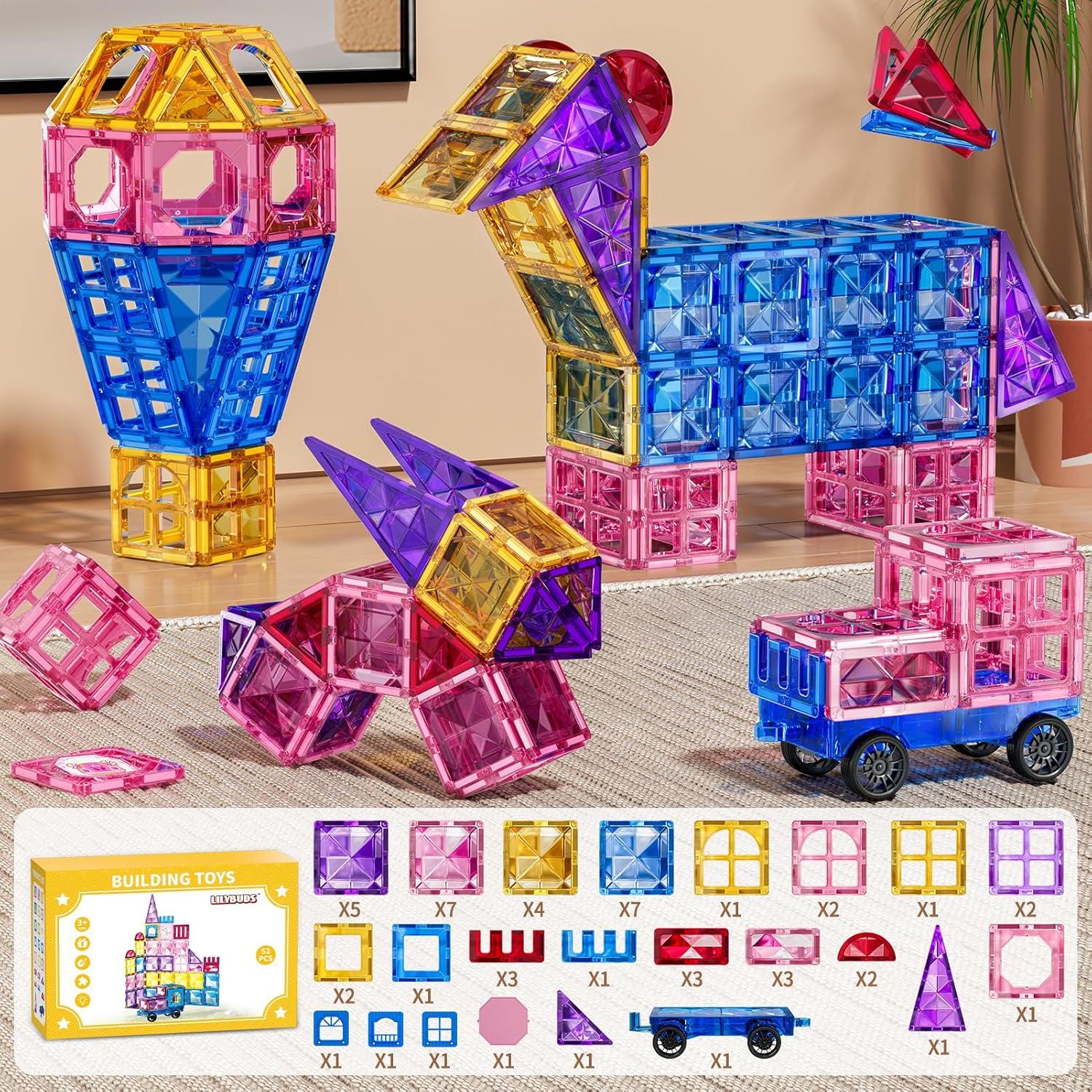 52 Piezas Azulejos Magnéticos LILYBUDS para Niños 3-8 Años