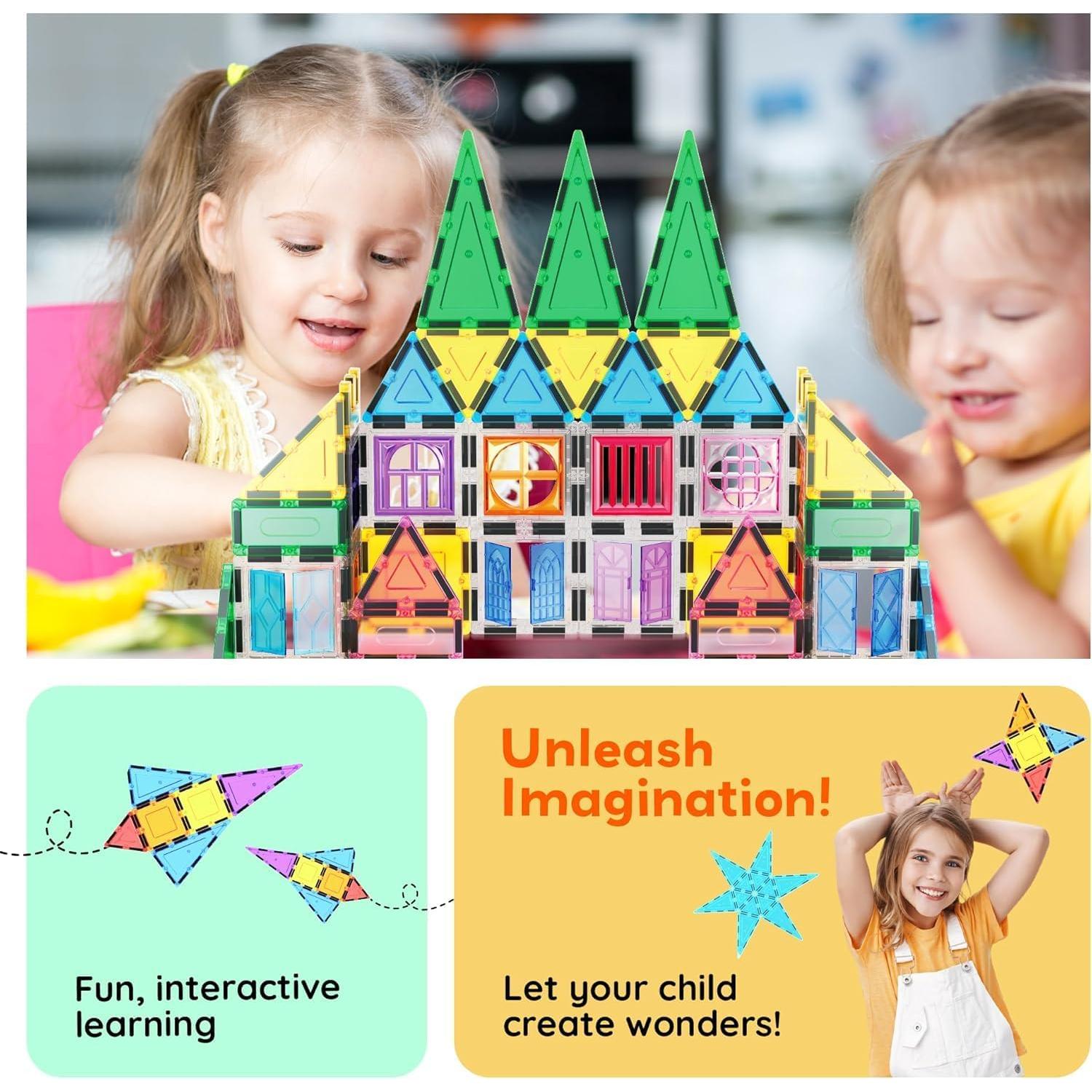 PicassoTiles Juego de Bloques Magnéticos 61 Piezas STEM 3+