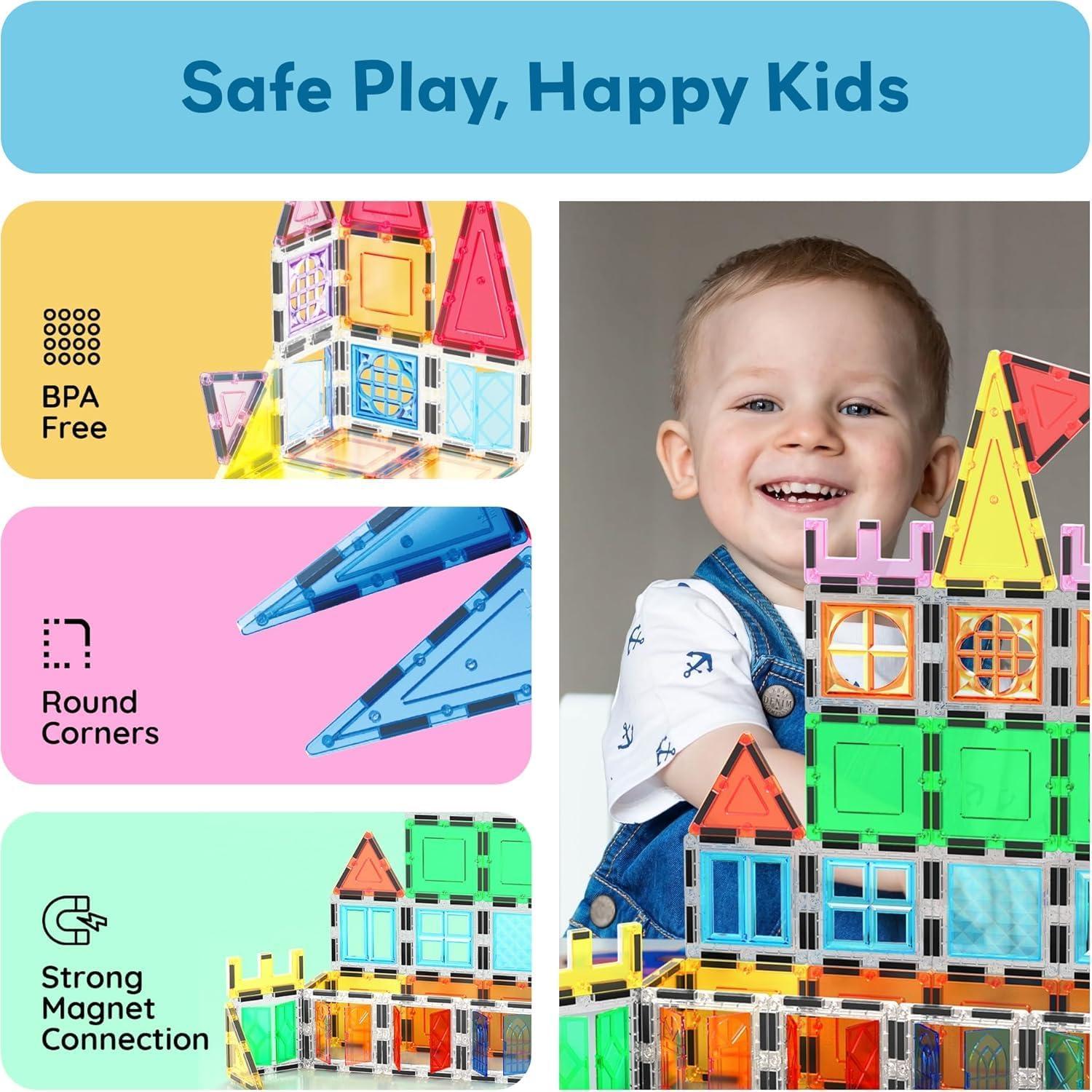 PicassoTiles Juego de Bloques Magnéticos 61 Piezas STEM 3+