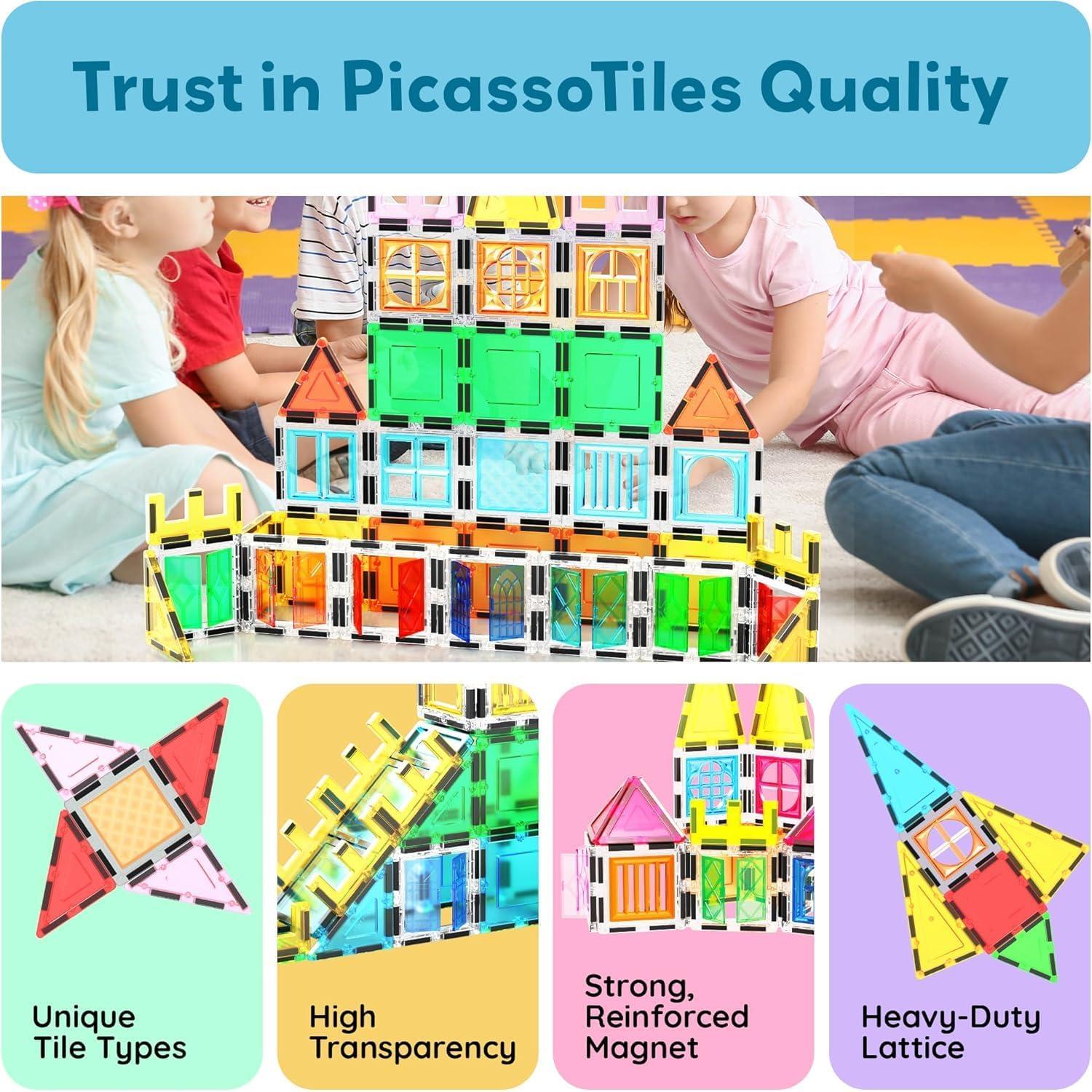 PicassoTiles Juego de Bloques Magnéticos 61 Piezas STEM 3+