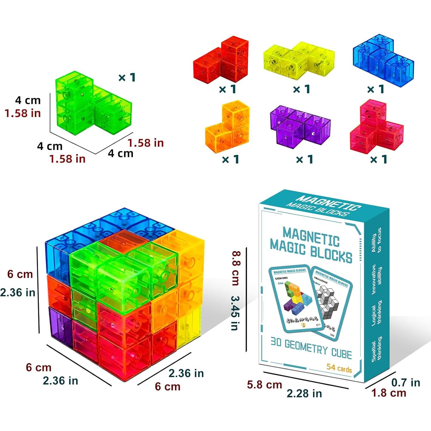 Bloques de Construcción Magnéticos OUXIA 7 Piezas 3D Educativos