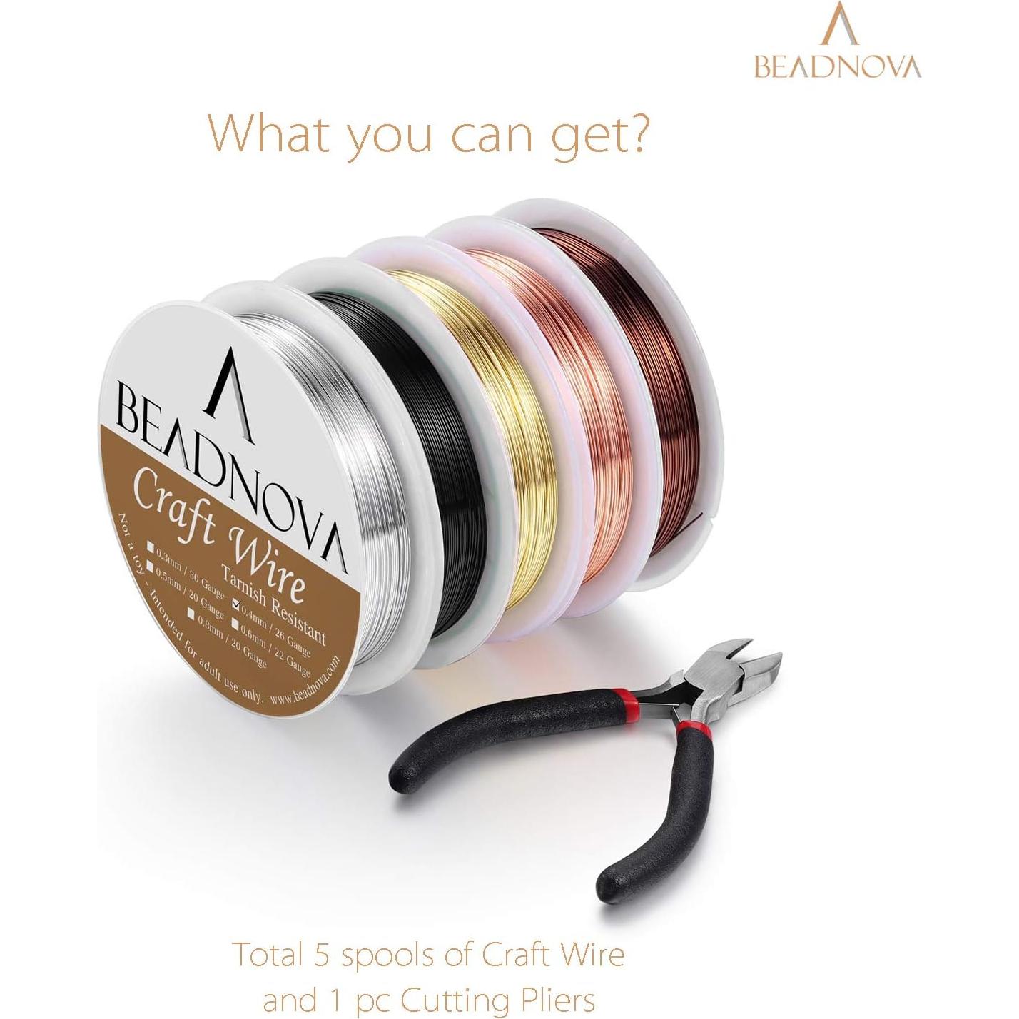 Alambre para Joyería BEADNOVA 5 Rollos 26 Gauge Cobre
