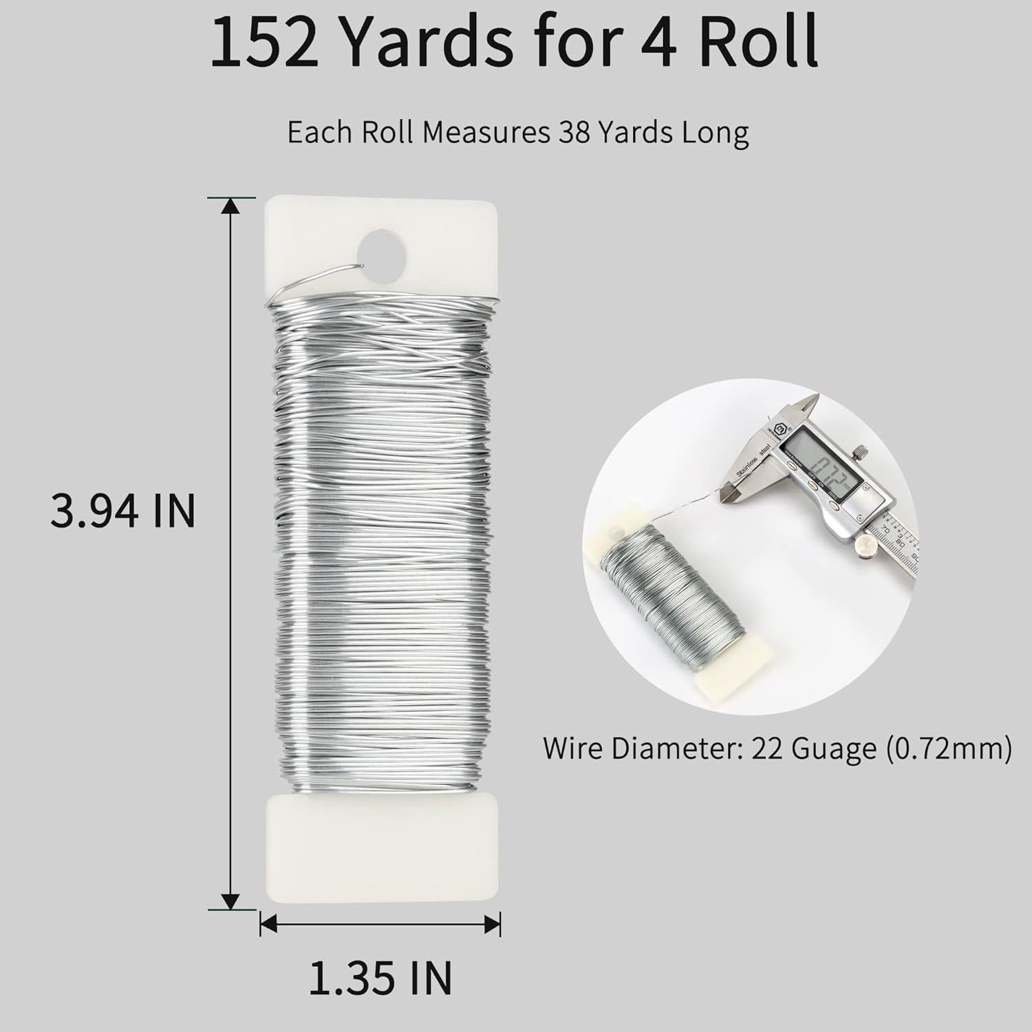 Alambre Floral Plateado Febwind 139m 22 Calibre Flexible