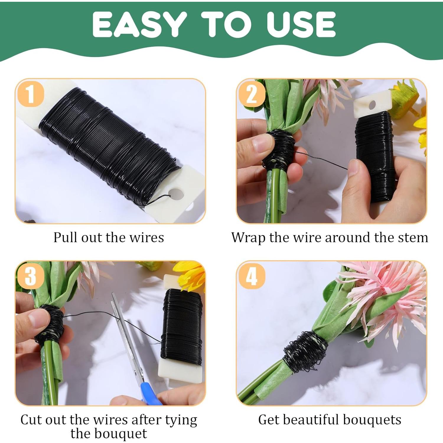 Alambre Floral Negro 22 Calibre Aiyorse 35 Metros DIY