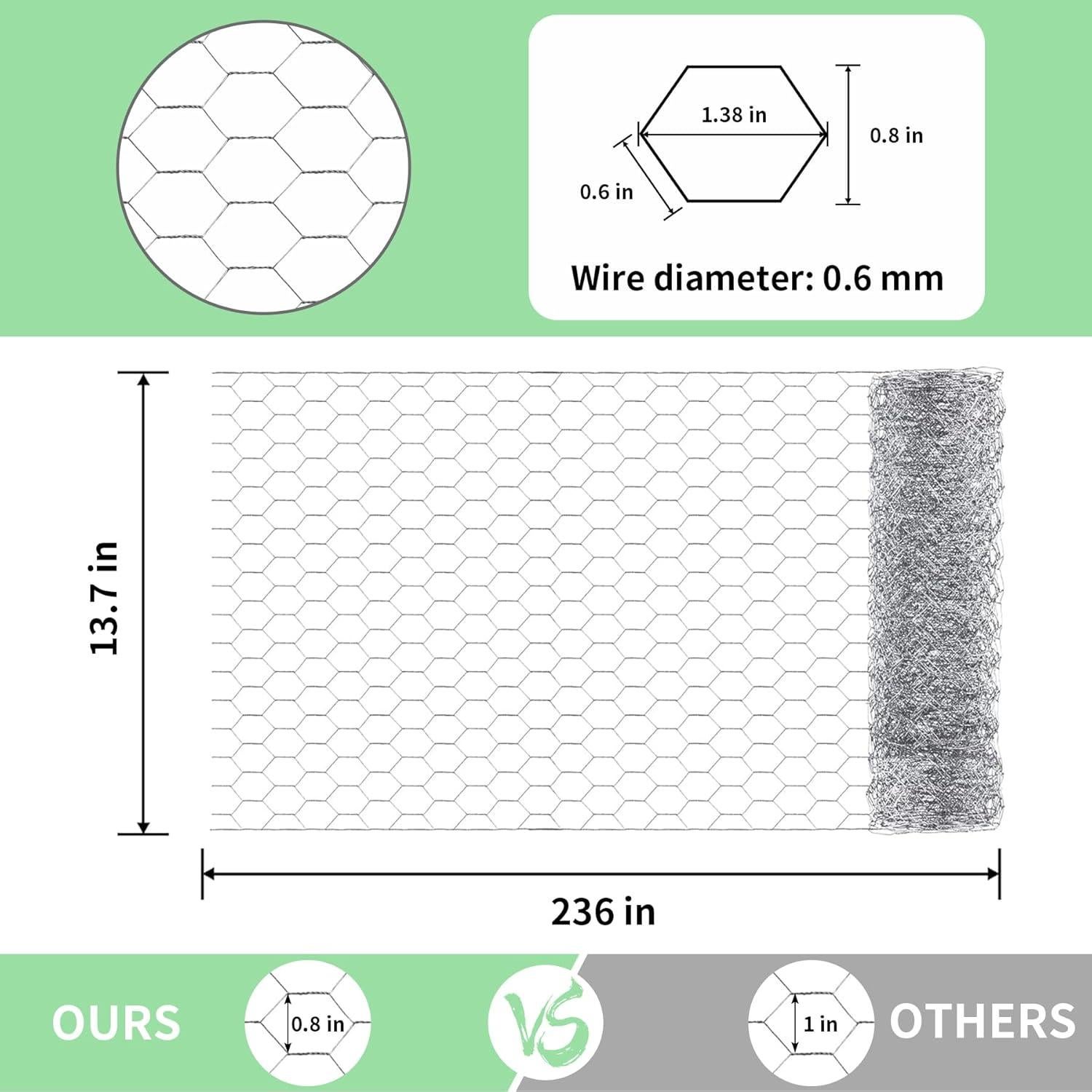 Malla de Alambre de Pollo Galvanizada Miuwauer 0.35x6m