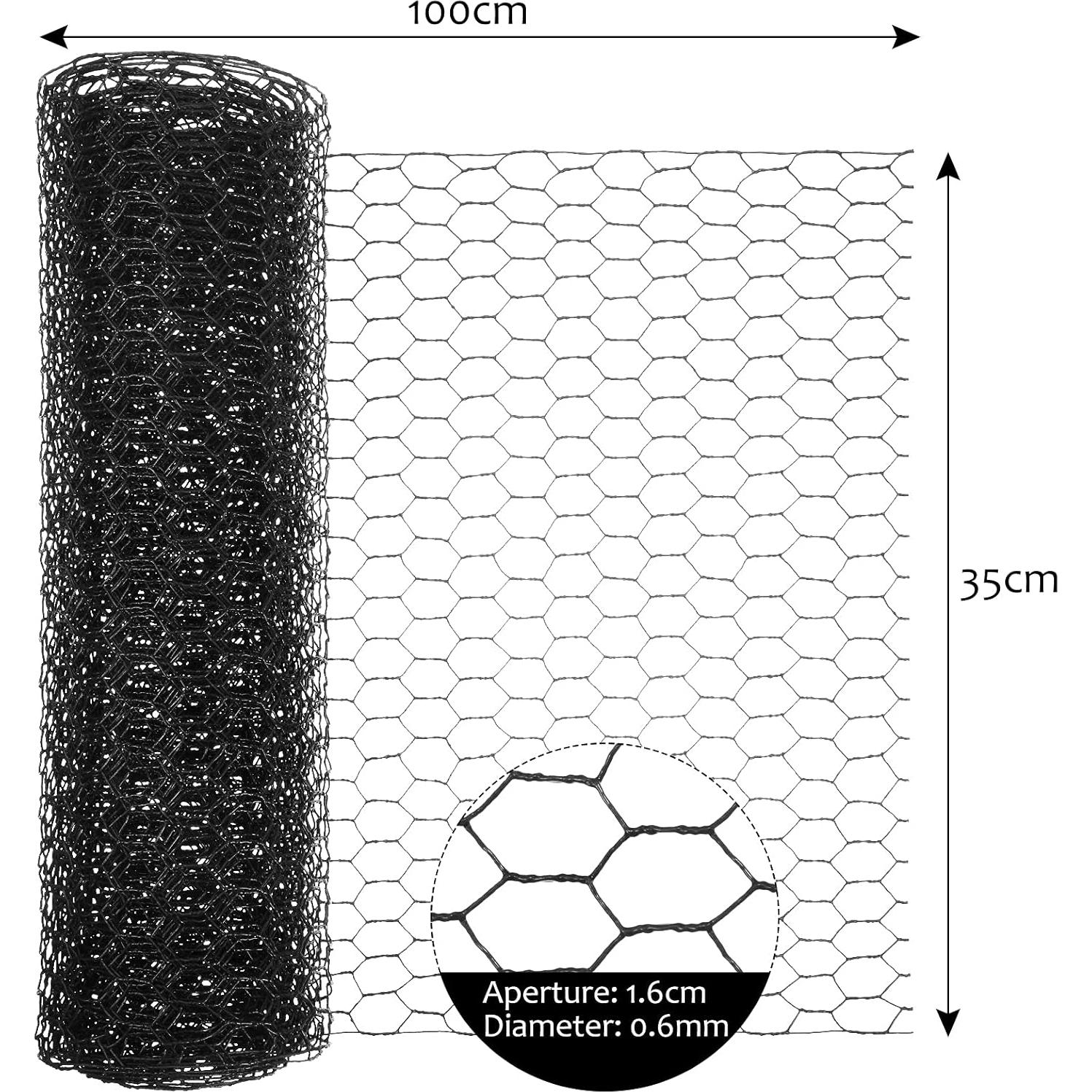 Malla de Alambre Galvanizado SATINIOR 34.8x203.2cm Negra