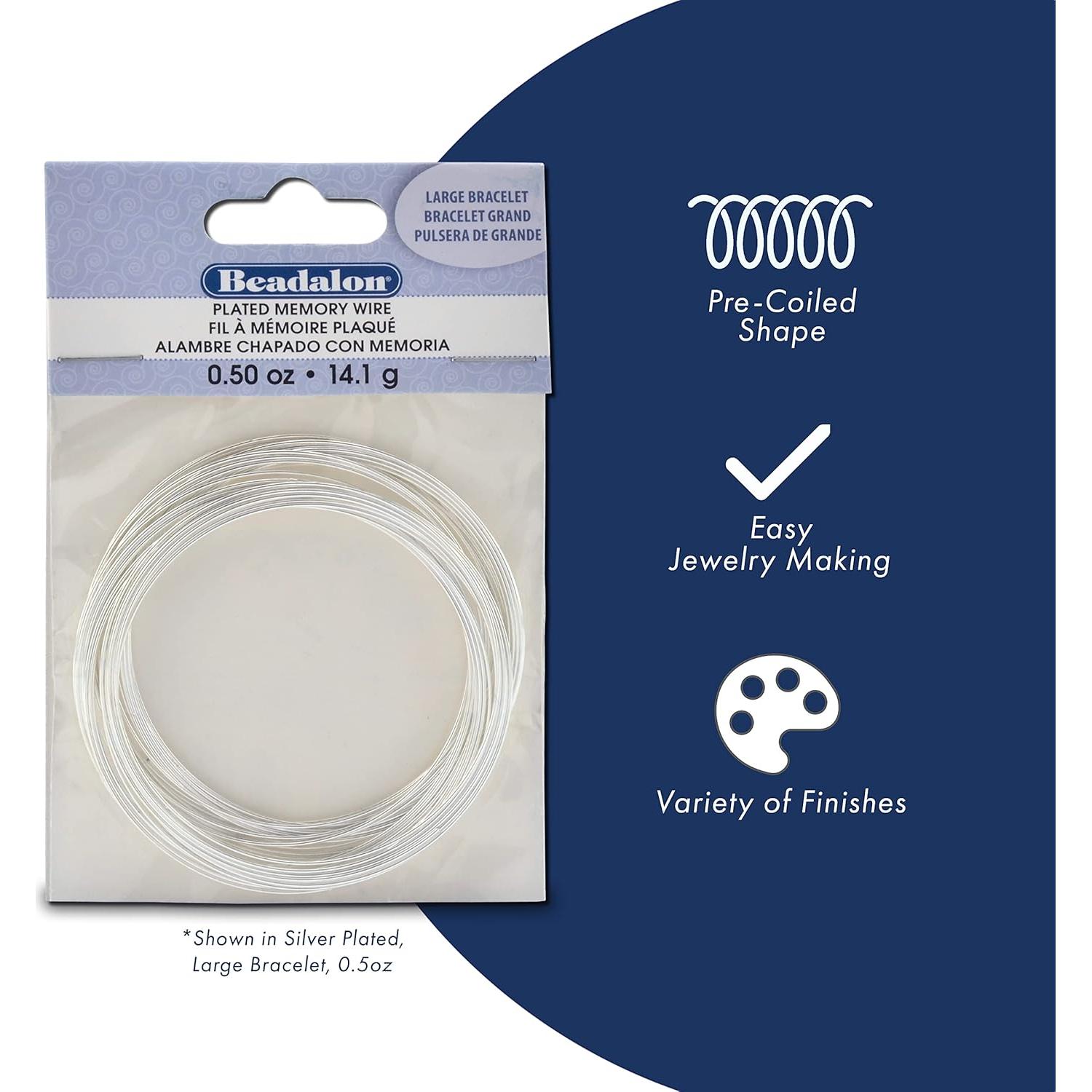 Alambre de Memoria Beadalon Plateado 1oz para Pulsera Grande
