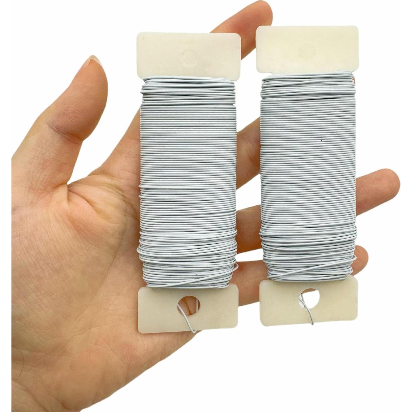 Alambre Floral Blanco 22 Gauge LUFOX - 2 Rollos 76 Yardas