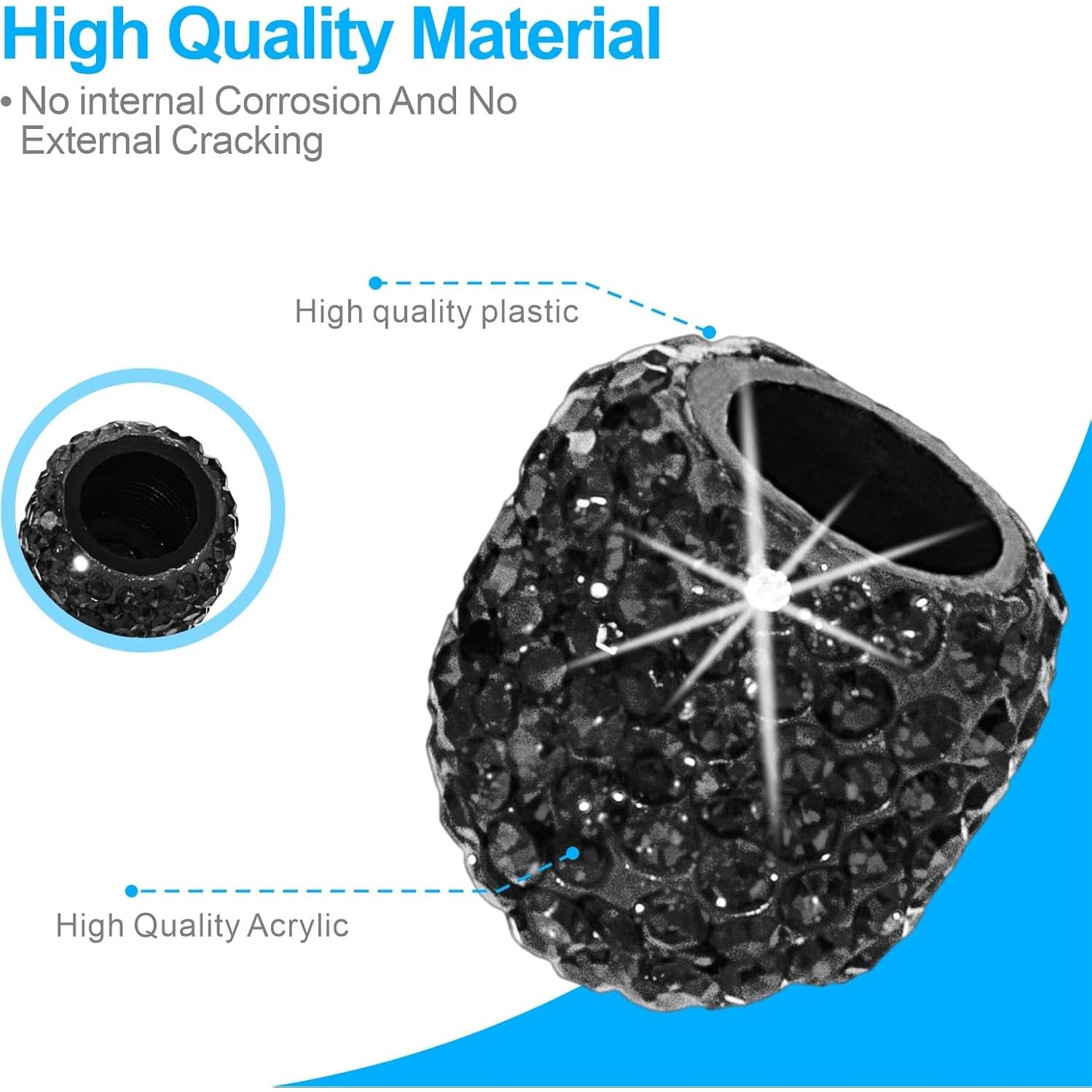 Tapas de Válvula de Neumático HZJD, Cristal Rhinestone, 4 Pzas