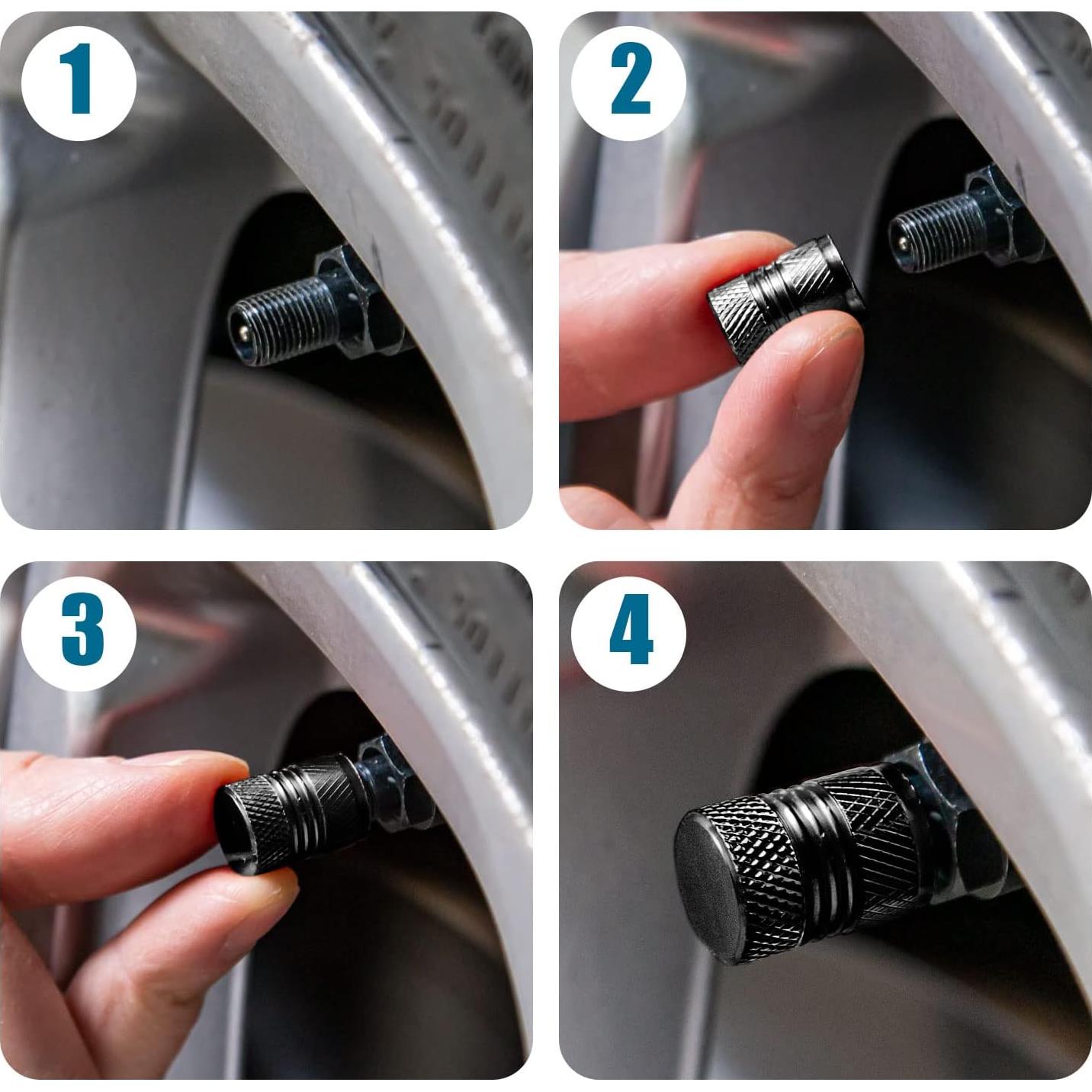 Tapas de Válvula de Neumático BAURATTI 8 Piezas Universal Negra