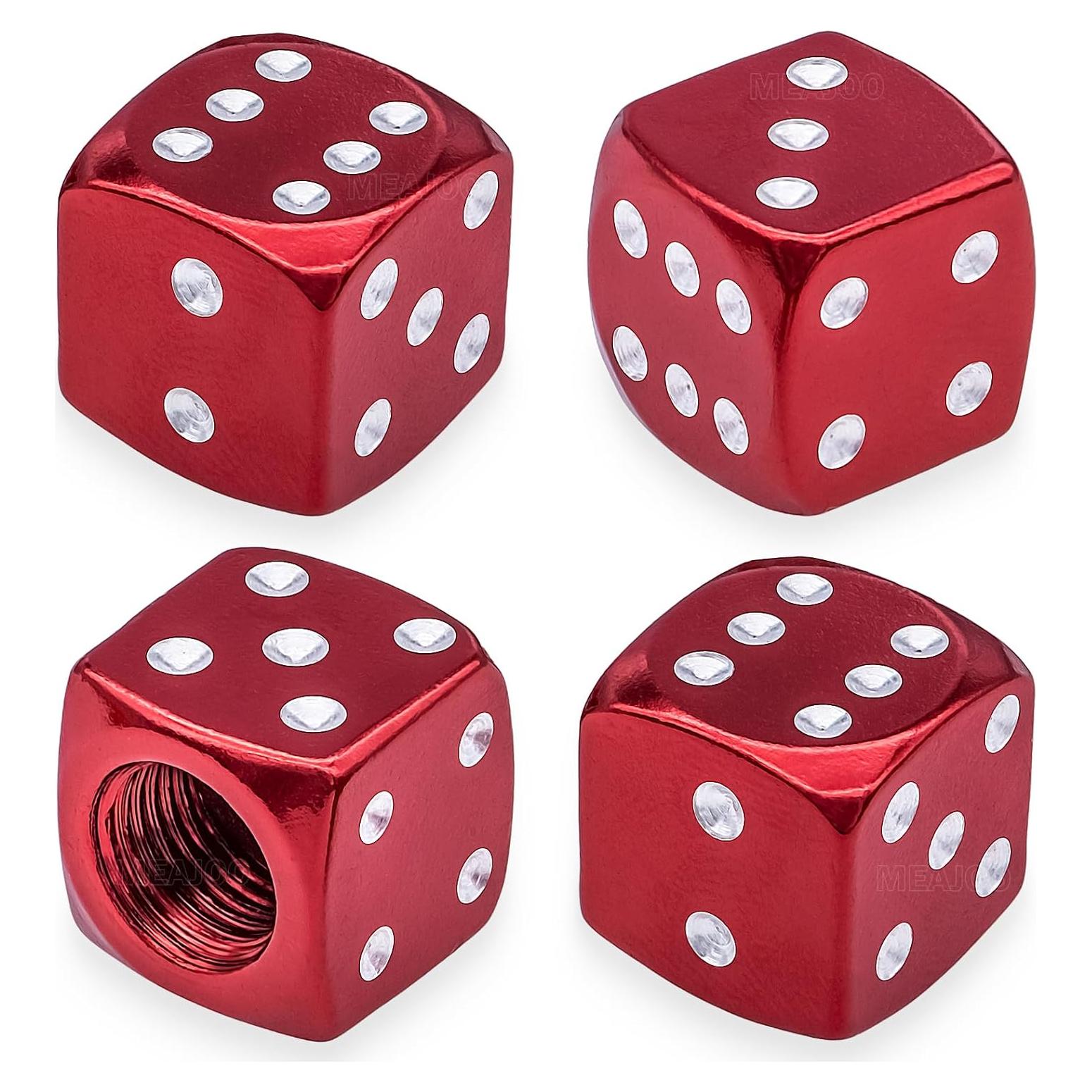 4 Tapas de Válvula de Neumático MEAJOO Dado Rojo Universal