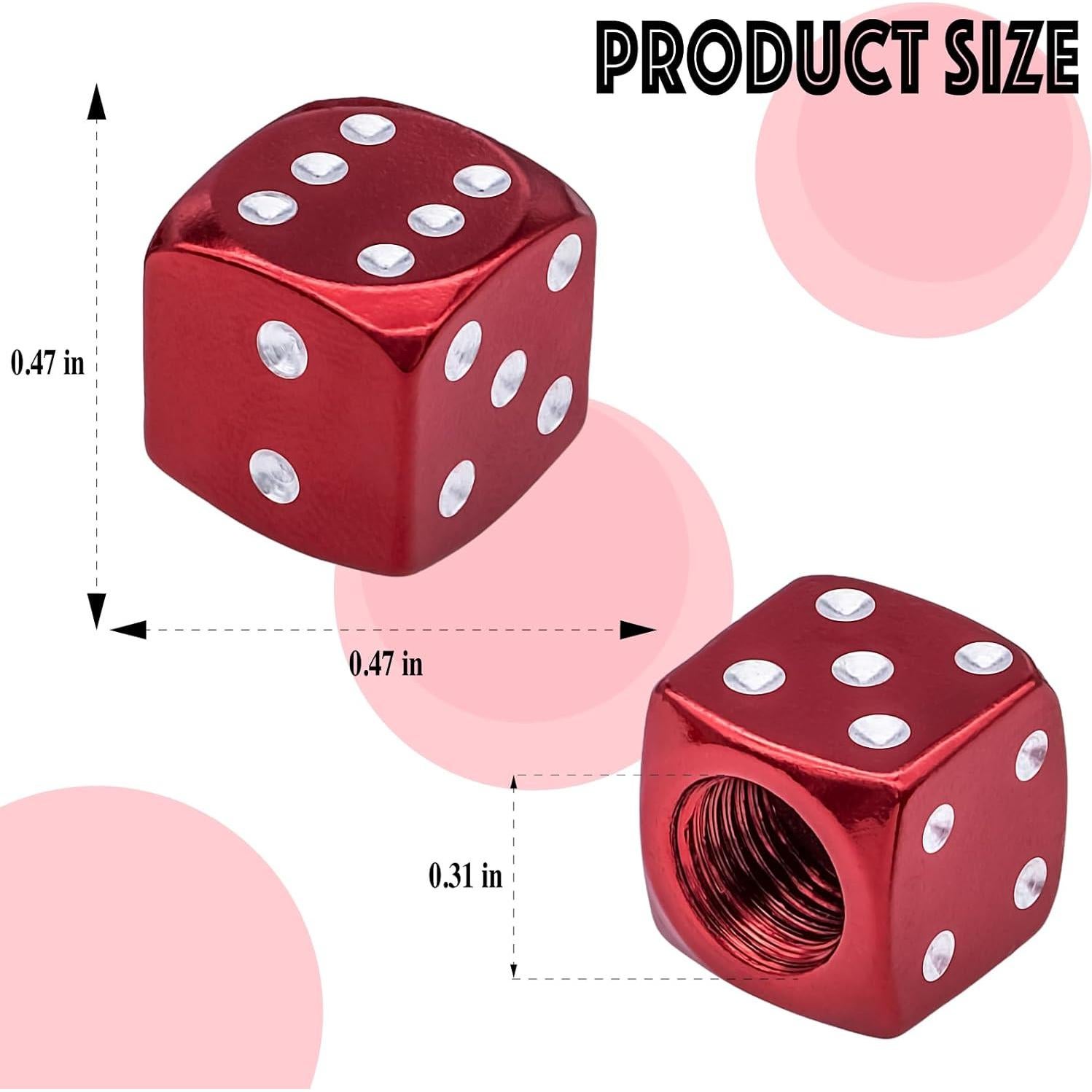 4 Tapas de Válvula de Neumático MEAJOO Dado Rojo Universal