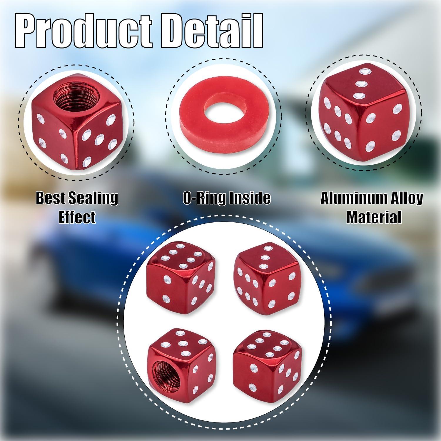 4 Tapas de Válvula de Neumático MEAJOO Dado Rojo Universal