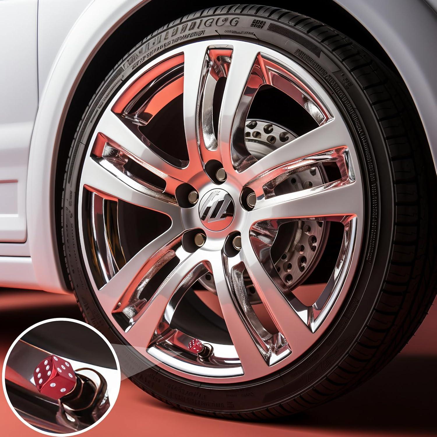 4 Tapas de Válvula de Neumático MEAJOO Dado Rojo Universal