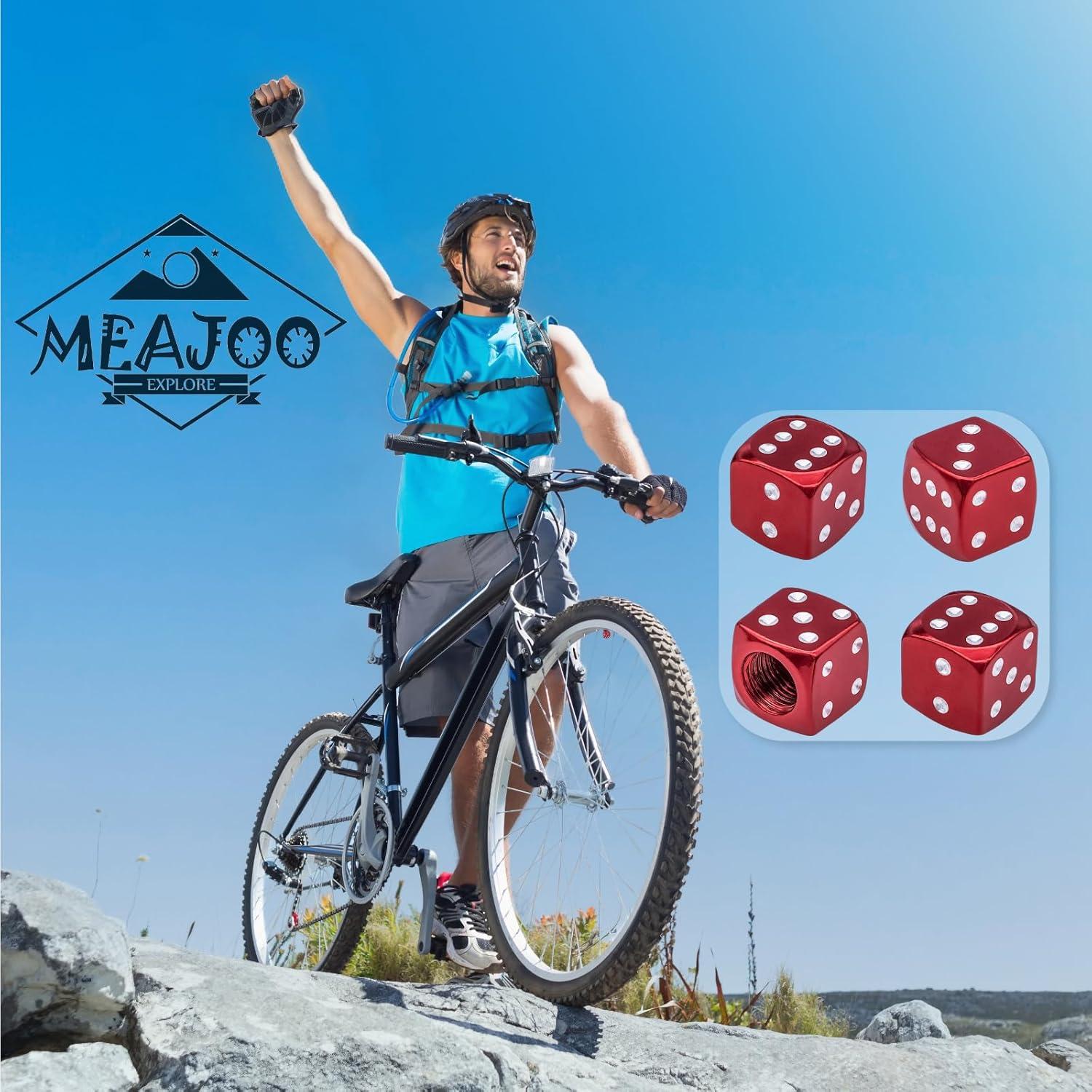 4 Tapas de Válvula de Neumático MEAJOO Dado Rojo Universal