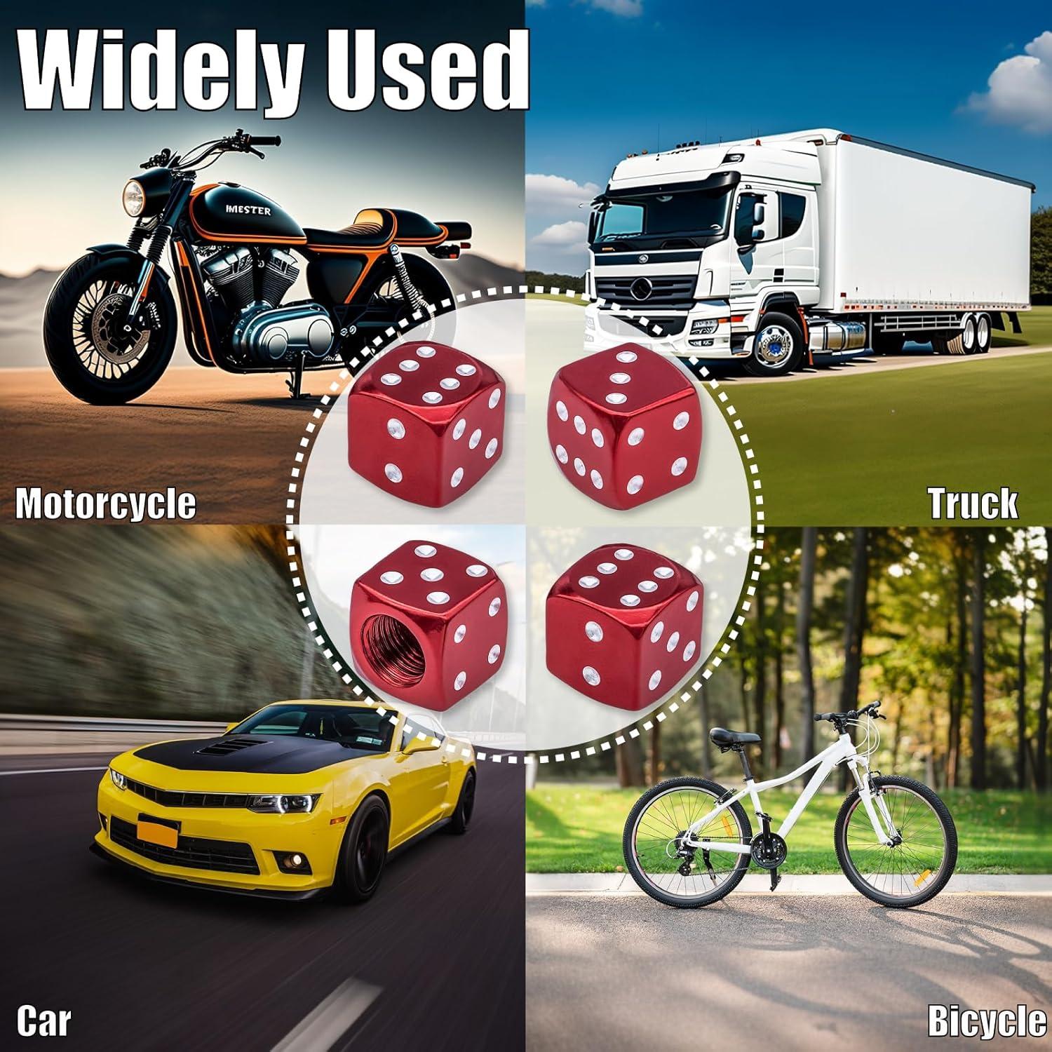 4 Tapas de Válvula de Neumático MEAJOO Dado Rojo Universal