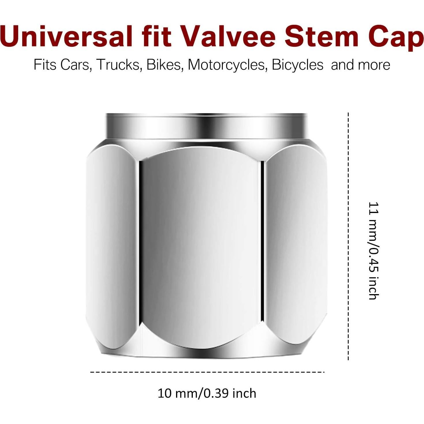 20 Tapones de Válvula de Neumático Frienda Hexagonales Plateados