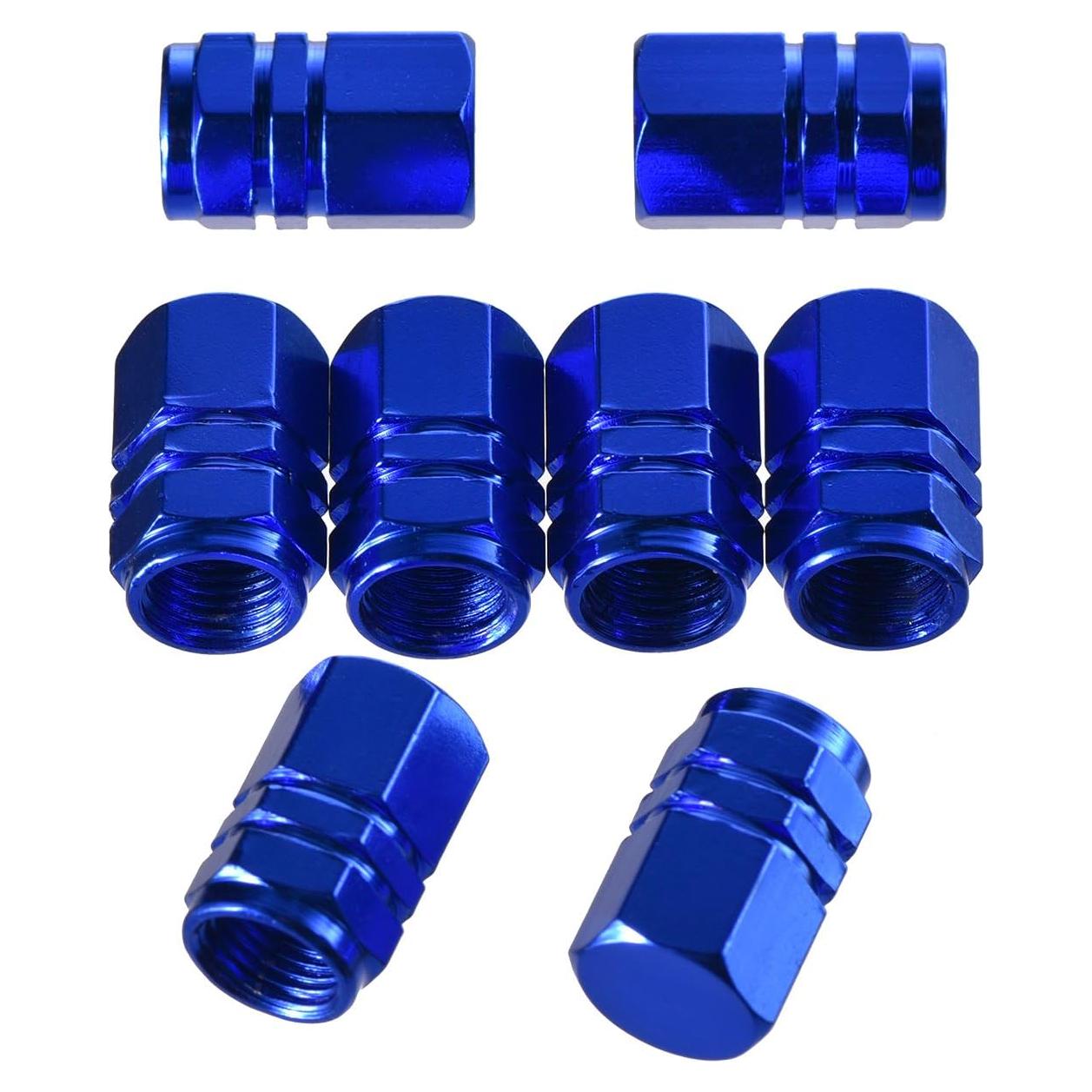 Tapas de Válvula de Neumático EBOOT 8 Piezas Aluminio Azul