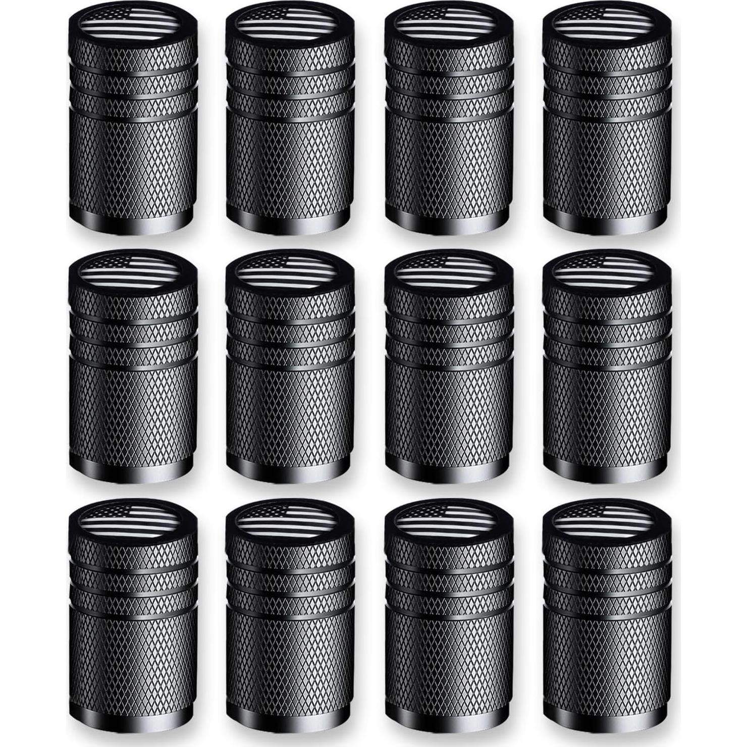 Cubiertas de Válvula de Neumático Amasodaon 12PCS Aluminio Negro