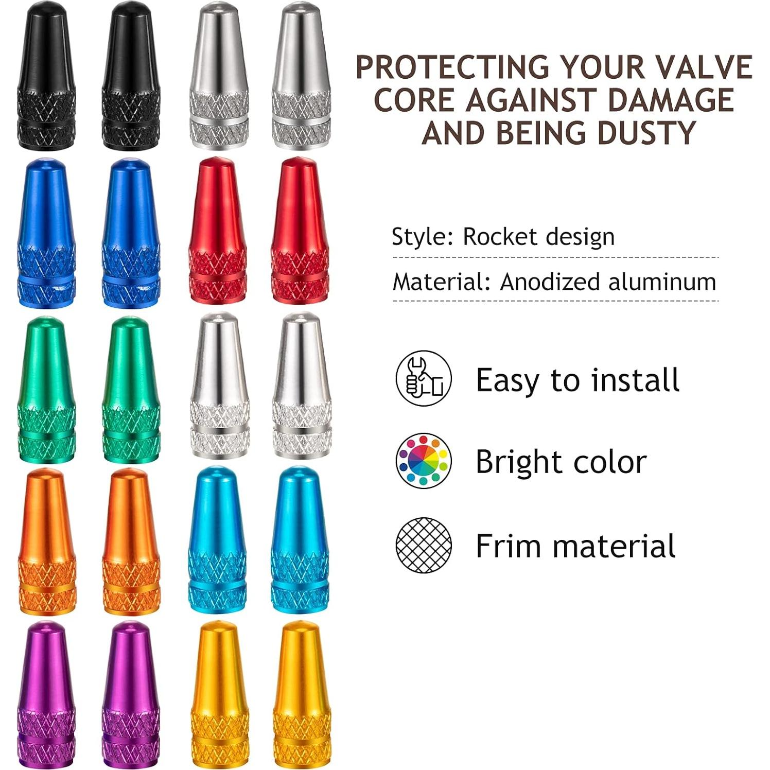 40 Tapas de Válvula Presta Boao Multicolor de Aluminio
