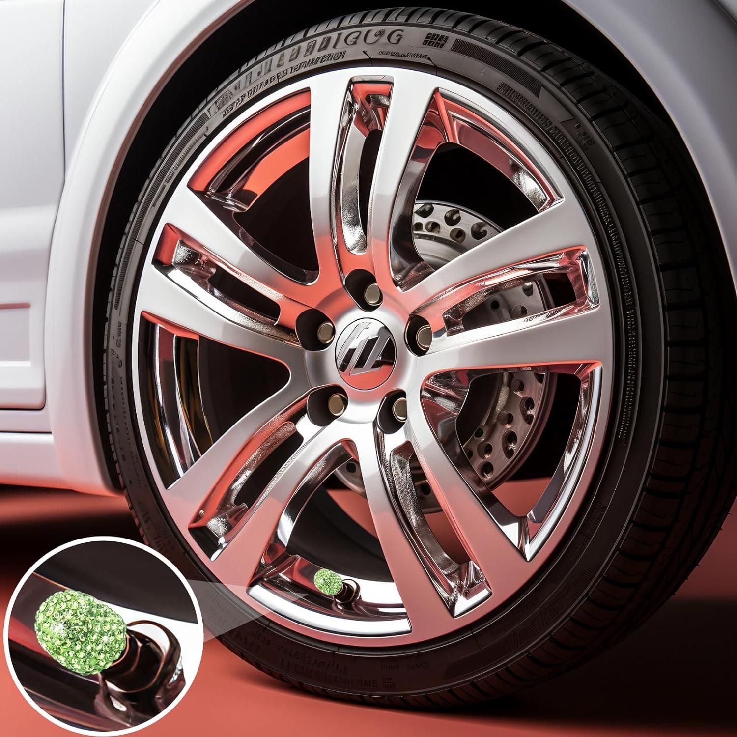 4 Tapas de Válvula de Neumático MEAJOO Verde Brillante