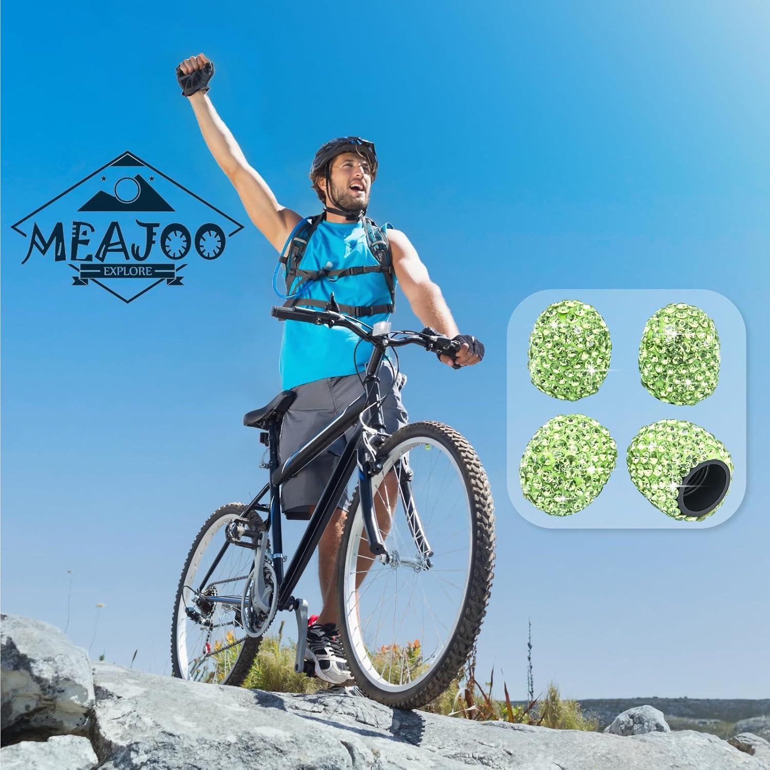 4 Tapas de Válvula de Neumático MEAJOO Verde Brillante