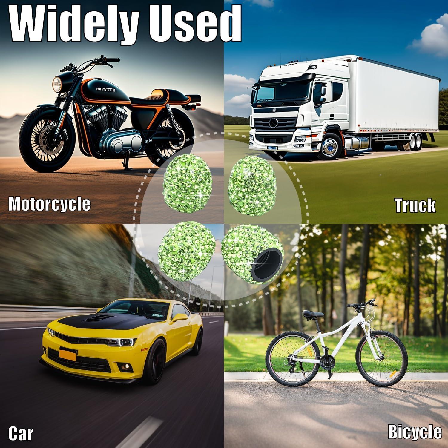 4 Tapas de Válvula de Neumático MEAJOO Verde Brillante