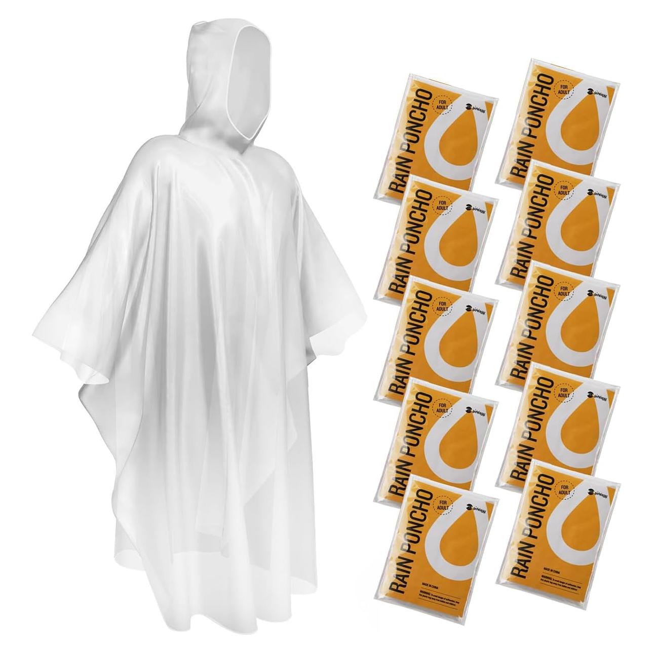 Ponchos de Lluvia Desechables SaphiRose - Paquete de 10 Adulto