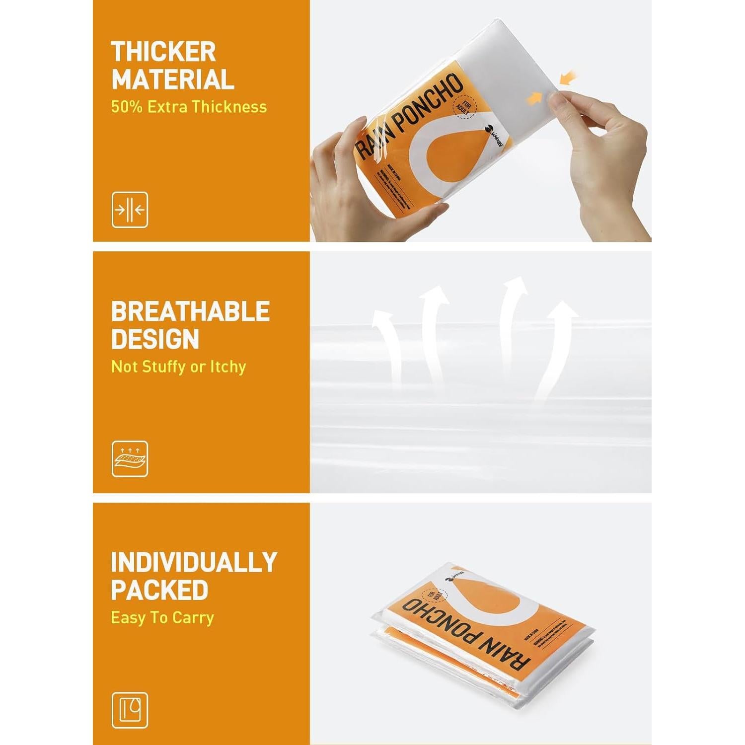 Ponchos de Lluvia Desechables SaphiRose - Paquete de 10 Adulto