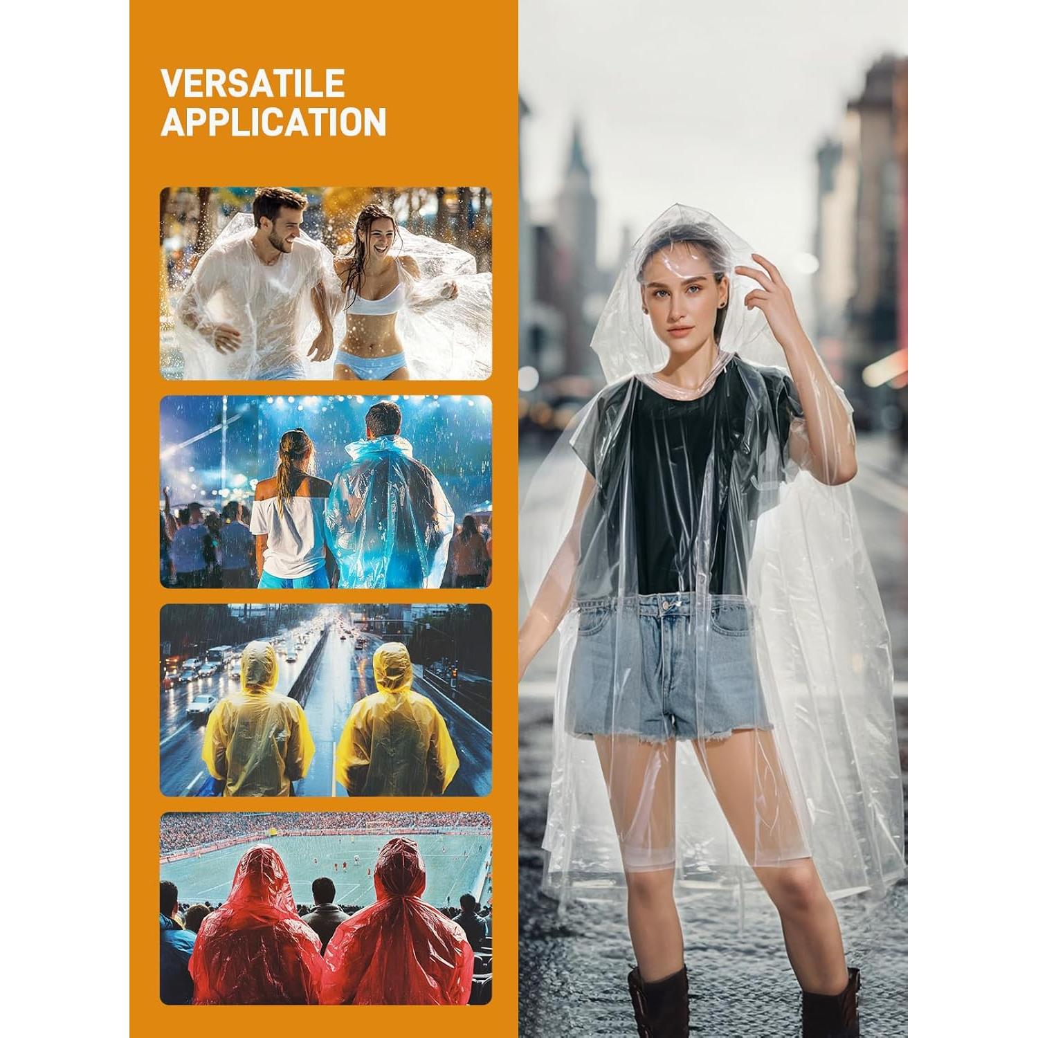 Ponchos de Lluvia Desechables SaphiRose - Paquete de 10 Adulto