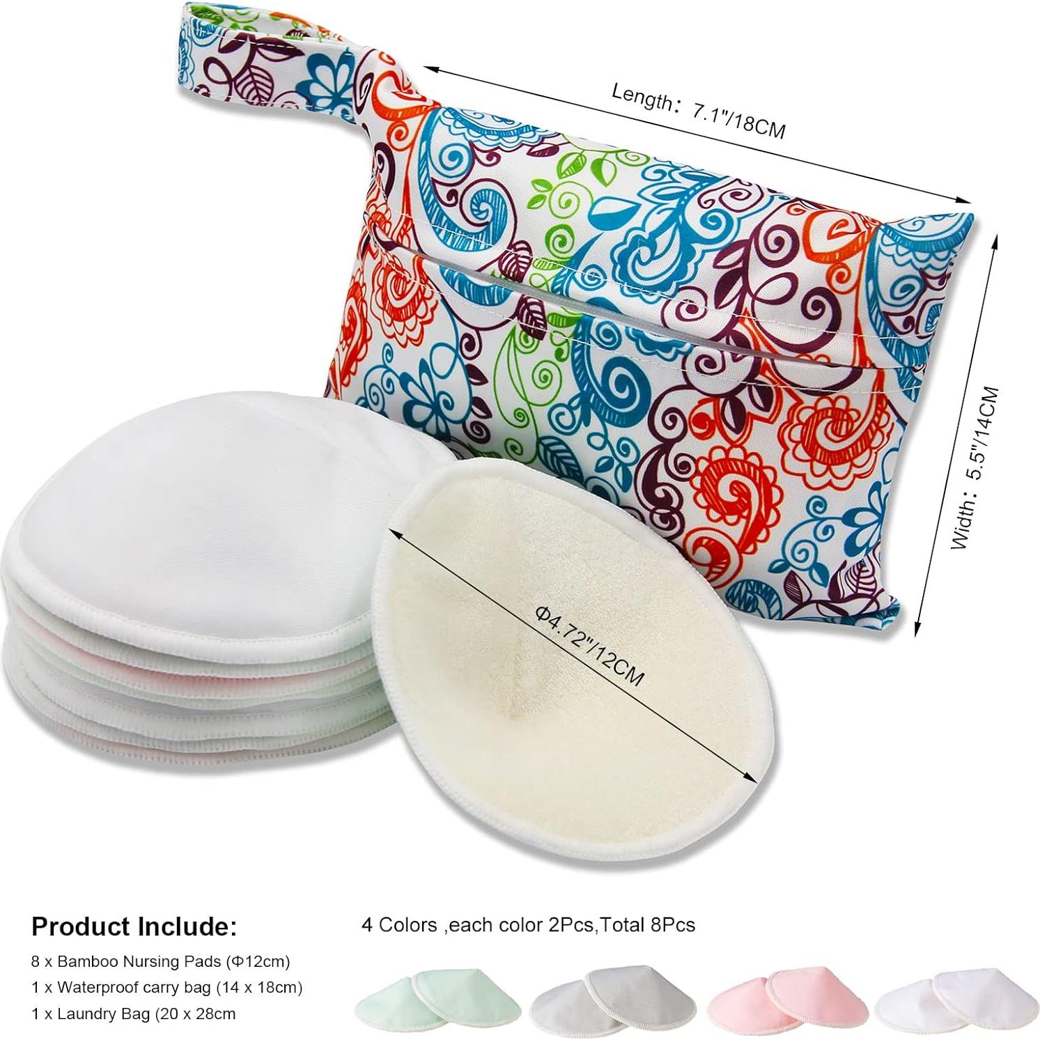 Almohadillas de Lactancia Lavables PINOWU - 8 Piezas, Grande 11.9 cm