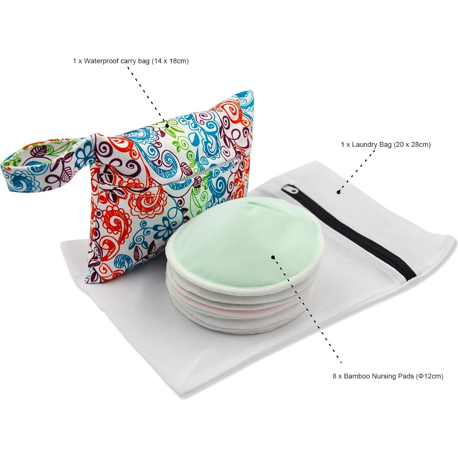 Almohadillas de Lactancia Lavables PINOWU - 8 Piezas, Grande 11.9 cm