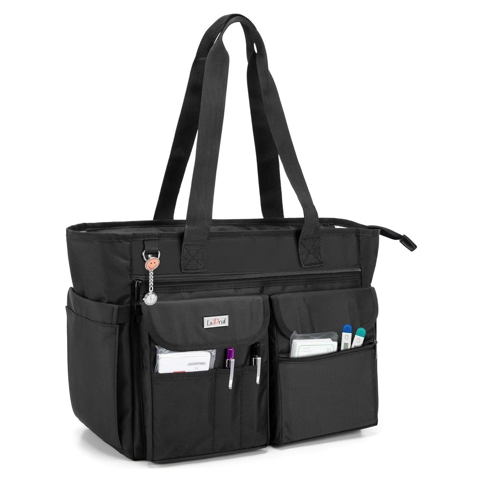 Bolsa Tote Médica LoDrid Negra con Base Acolchada 39.9x32cm
