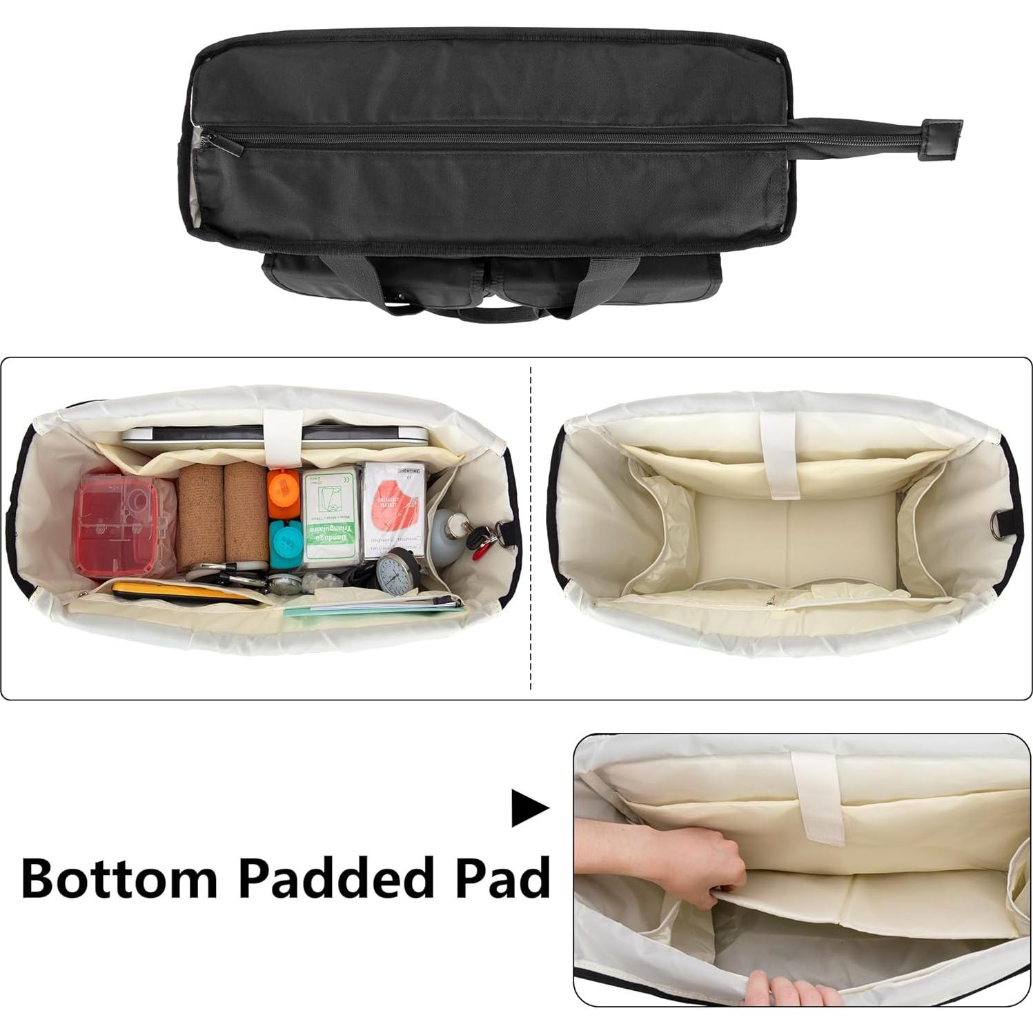 Bolsa Tote Médica LoDrid Negra con Base Acolchada 39.9x32cm