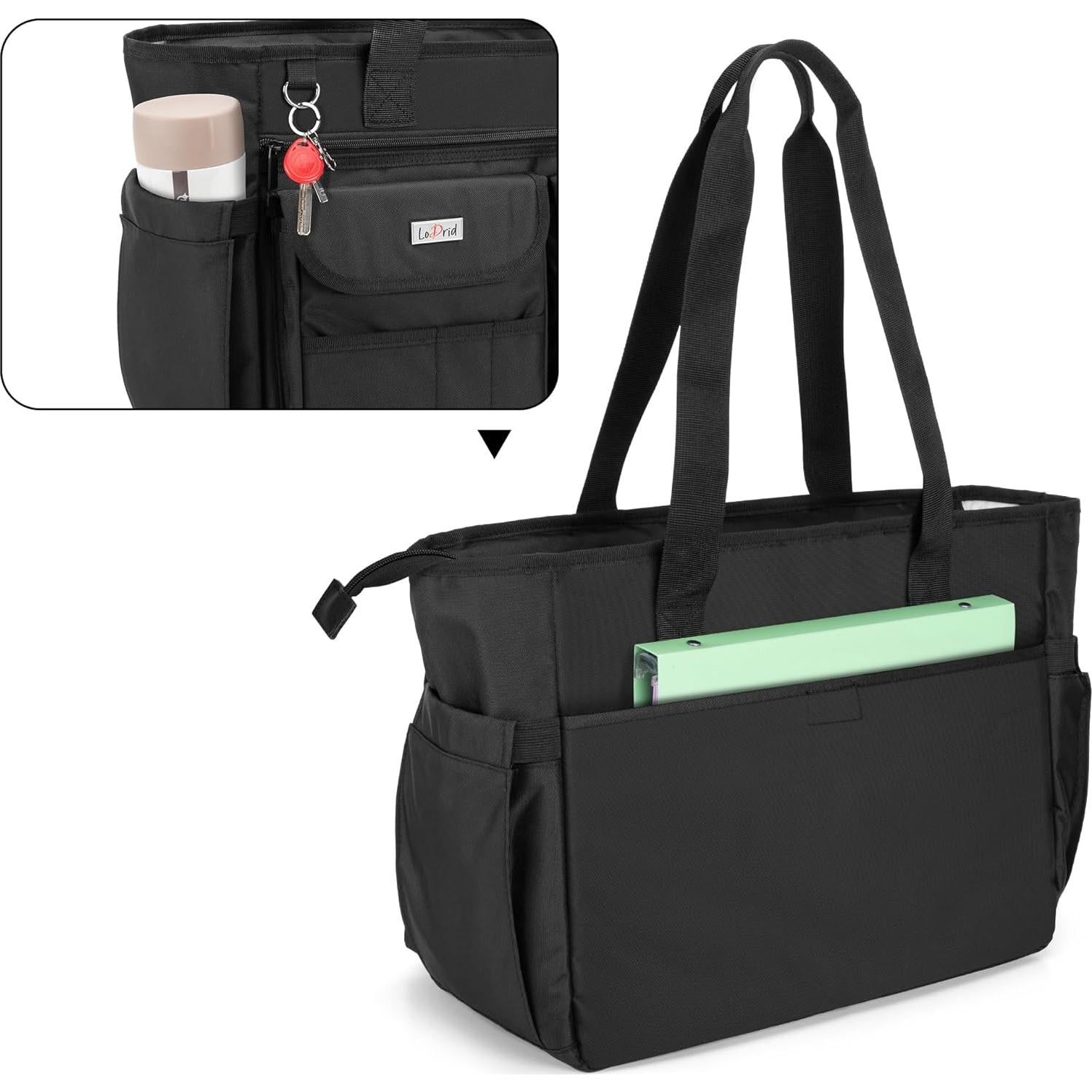 Bolsa Tote Médica LoDrid Negra con Base Acolchada 39.9x32cm
