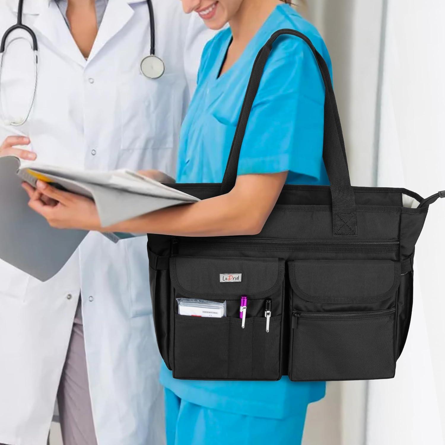 Bolsa Tote Médica LoDrid Negra con Base Acolchada 39.9x32cm