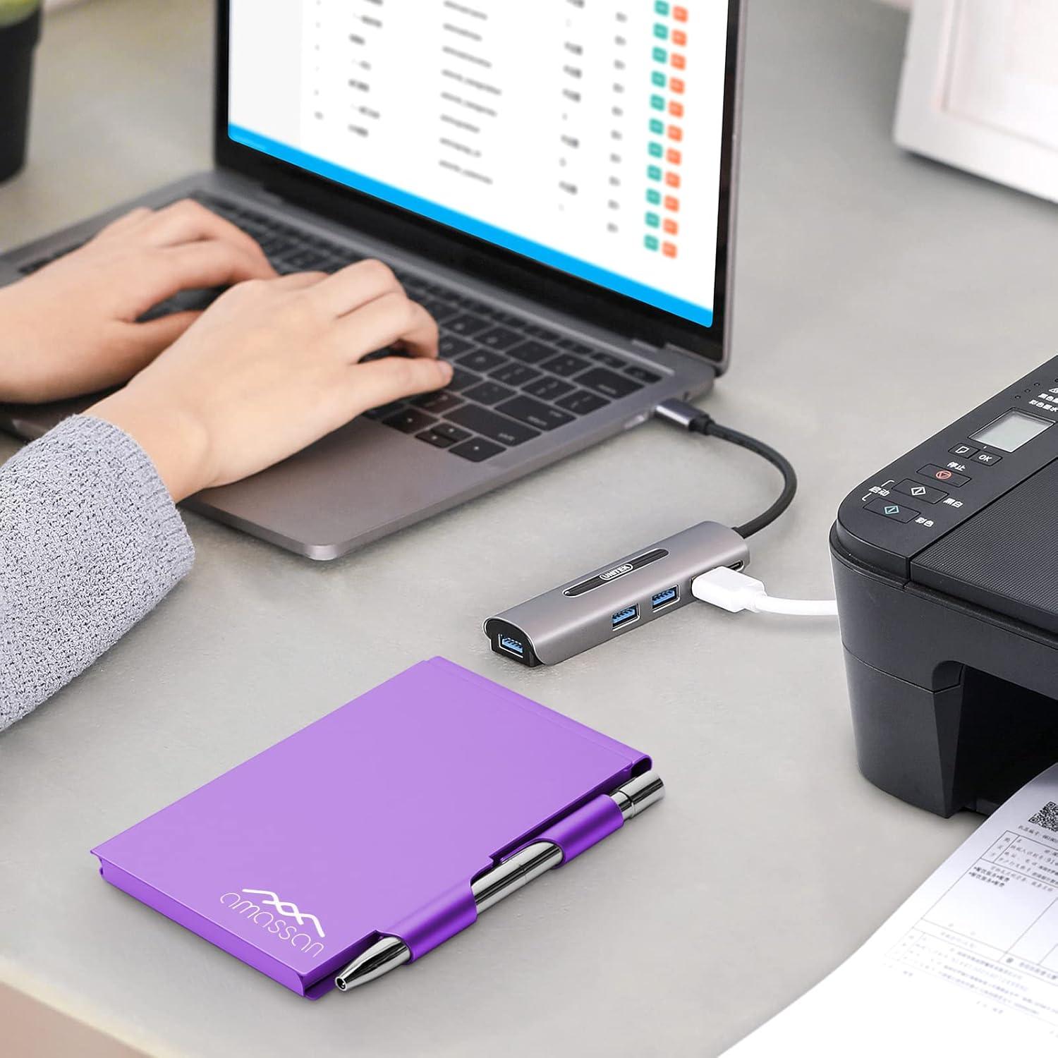 Cuaderno Mini de Metal Amassan Púrpura con Bolígrafos y 60 Páginas