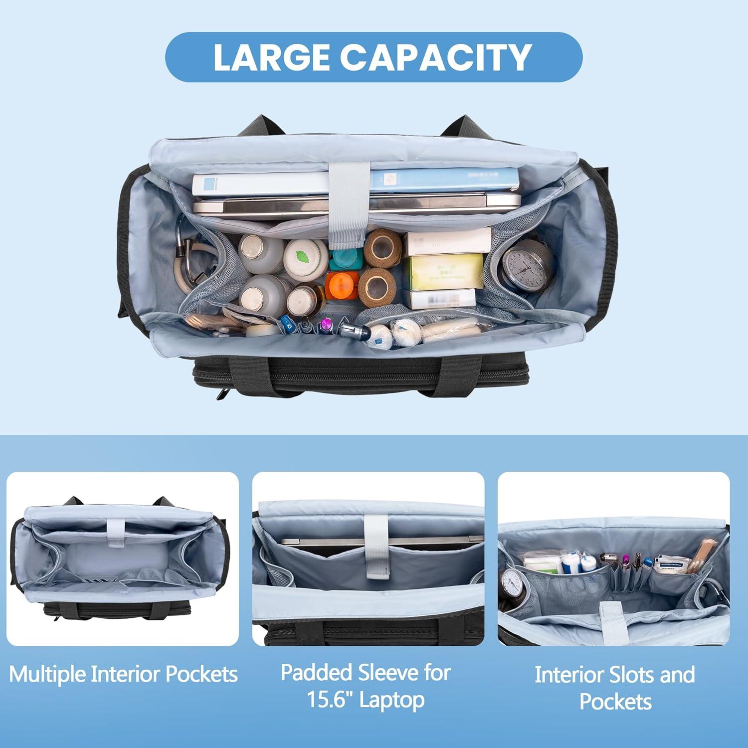 Bolsa de Enfermera CURMIO Negra con Compartimento A4 y Laptop 15.6"