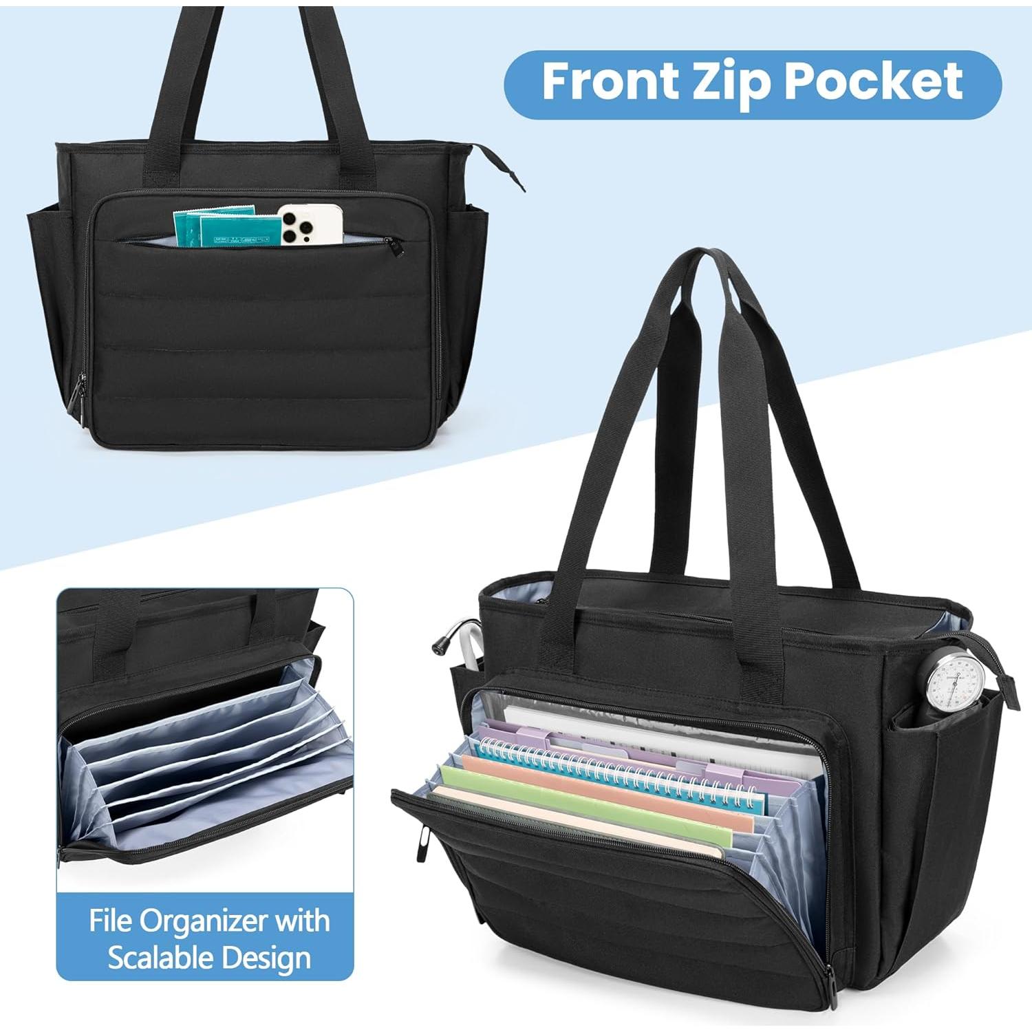 Bolsa de Enfermera CURMIO Negra con Compartimento A4 y Laptop 15.6"