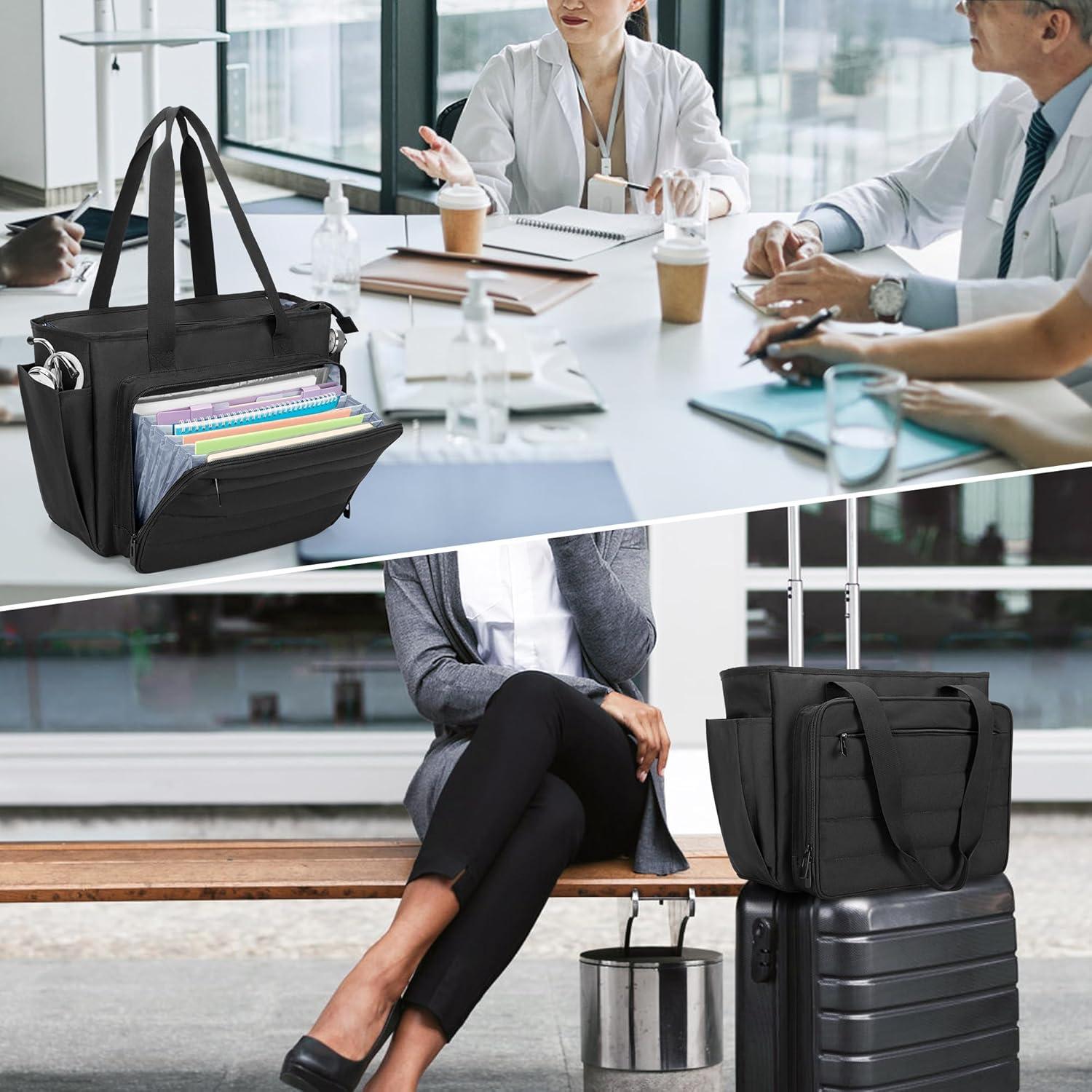 Bolsa de Enfermera CURMIO Negra con Compartimento A4 y Laptop 15.6"