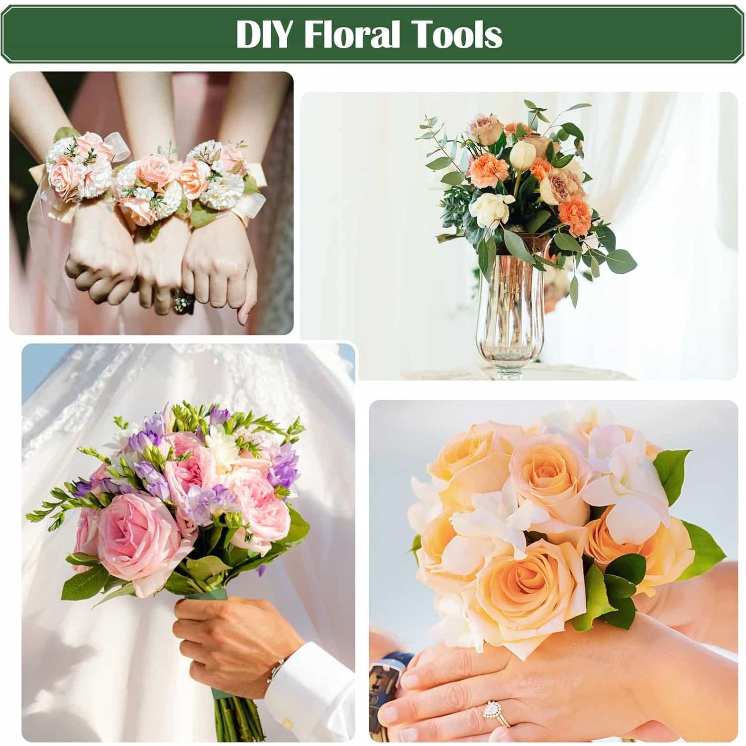 Kit de Arreglo Floral PAXCOO 100 Piezas Verde Oscuro