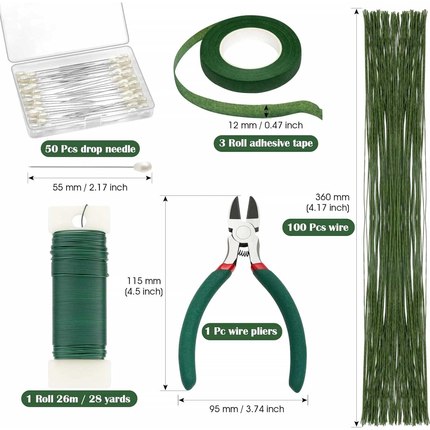 Kit de Arreglo Floral PAXCOO 100 Piezas Verde Oscuro