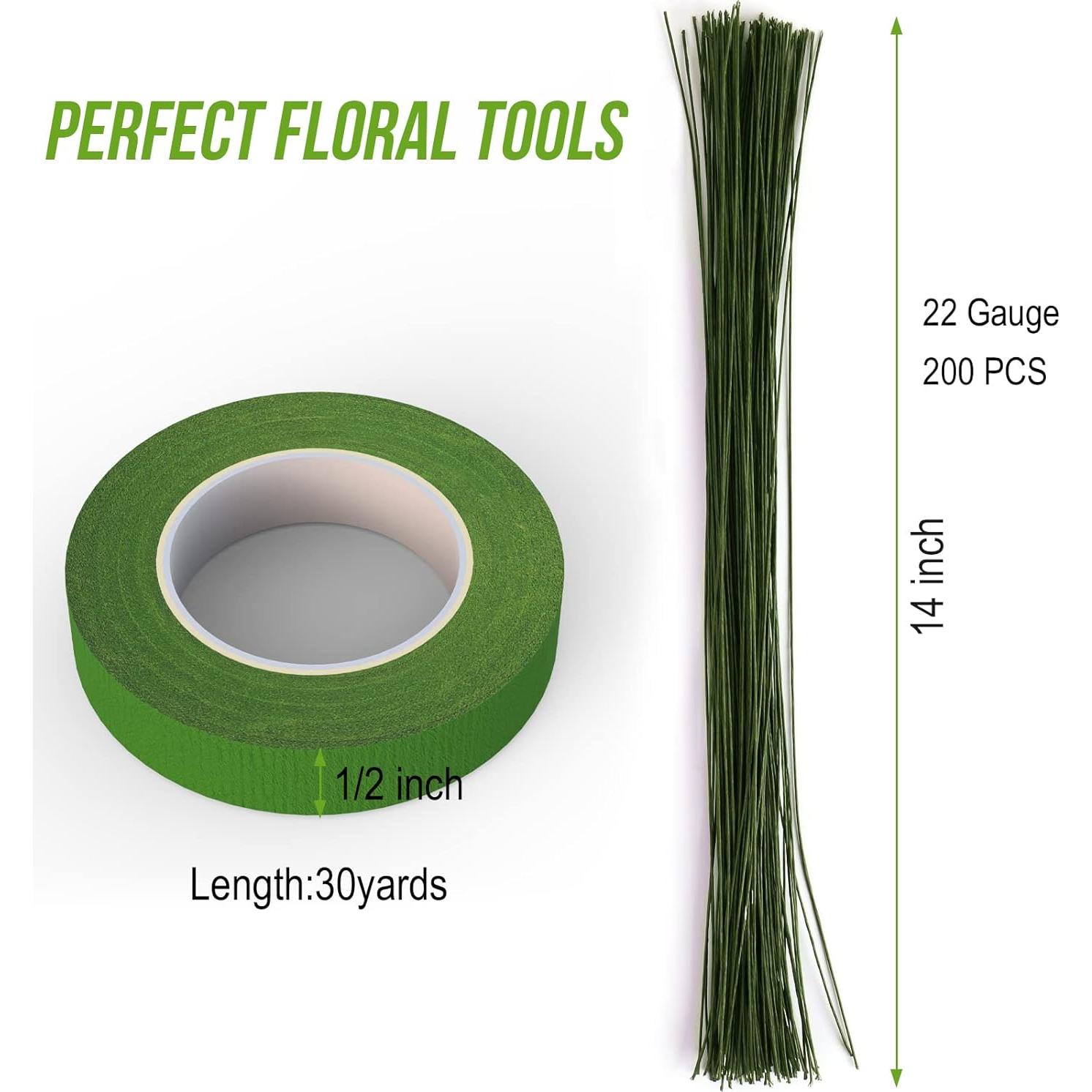 Kit de Alambre Floral GLAMFIELDS 200 Piezas Verde 35.56 cm