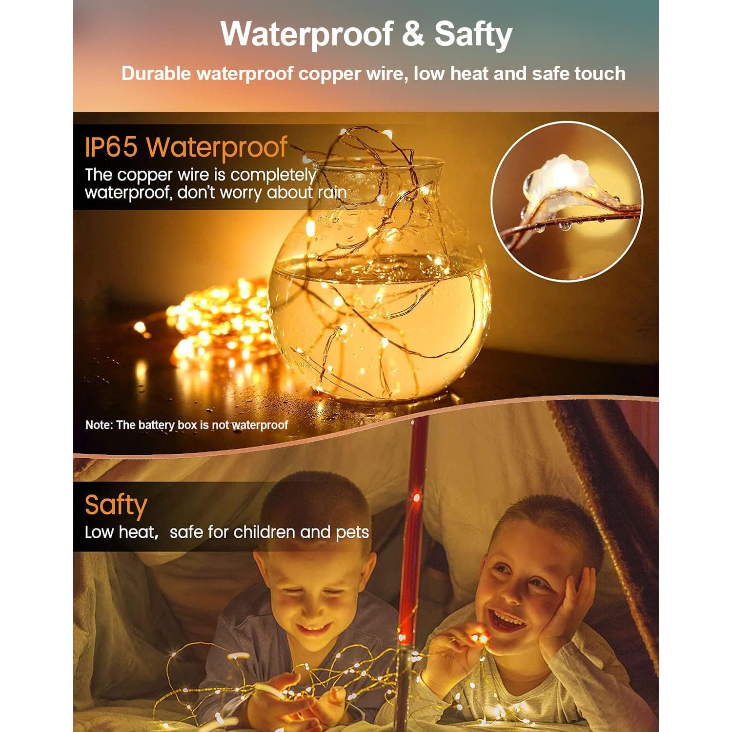 Luces de Hadas LED HOBAYS 1.0m 20 LEDs Cobre Blanco Cálido