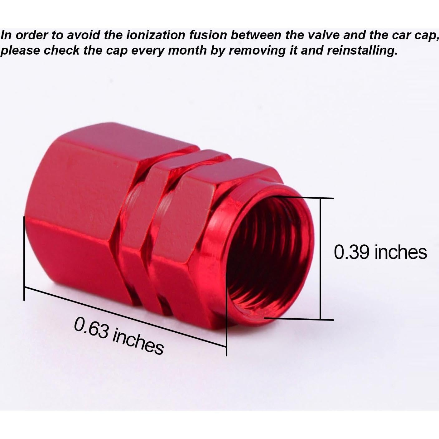 Tapas de Válvula de Neumático EBOOT 8 Piezas Hexagonales Rojas