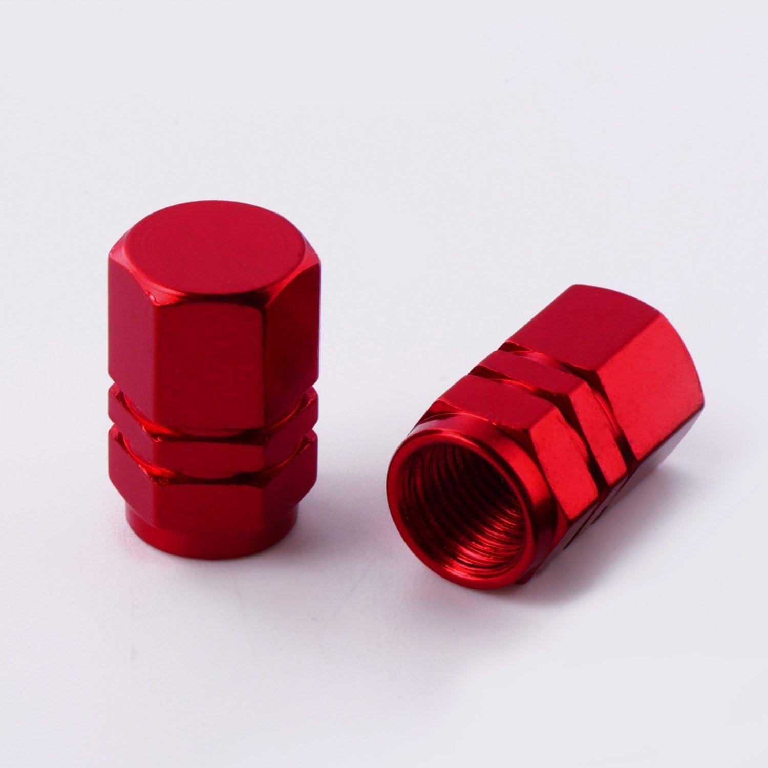 Tapas de Válvula de Neumático EBOOT 8 Piezas Hexagonales Rojas