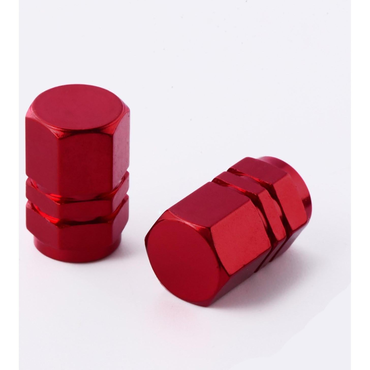 Tapas de Válvula de Neumático EBOOT 8 Piezas Hexagonales Rojas