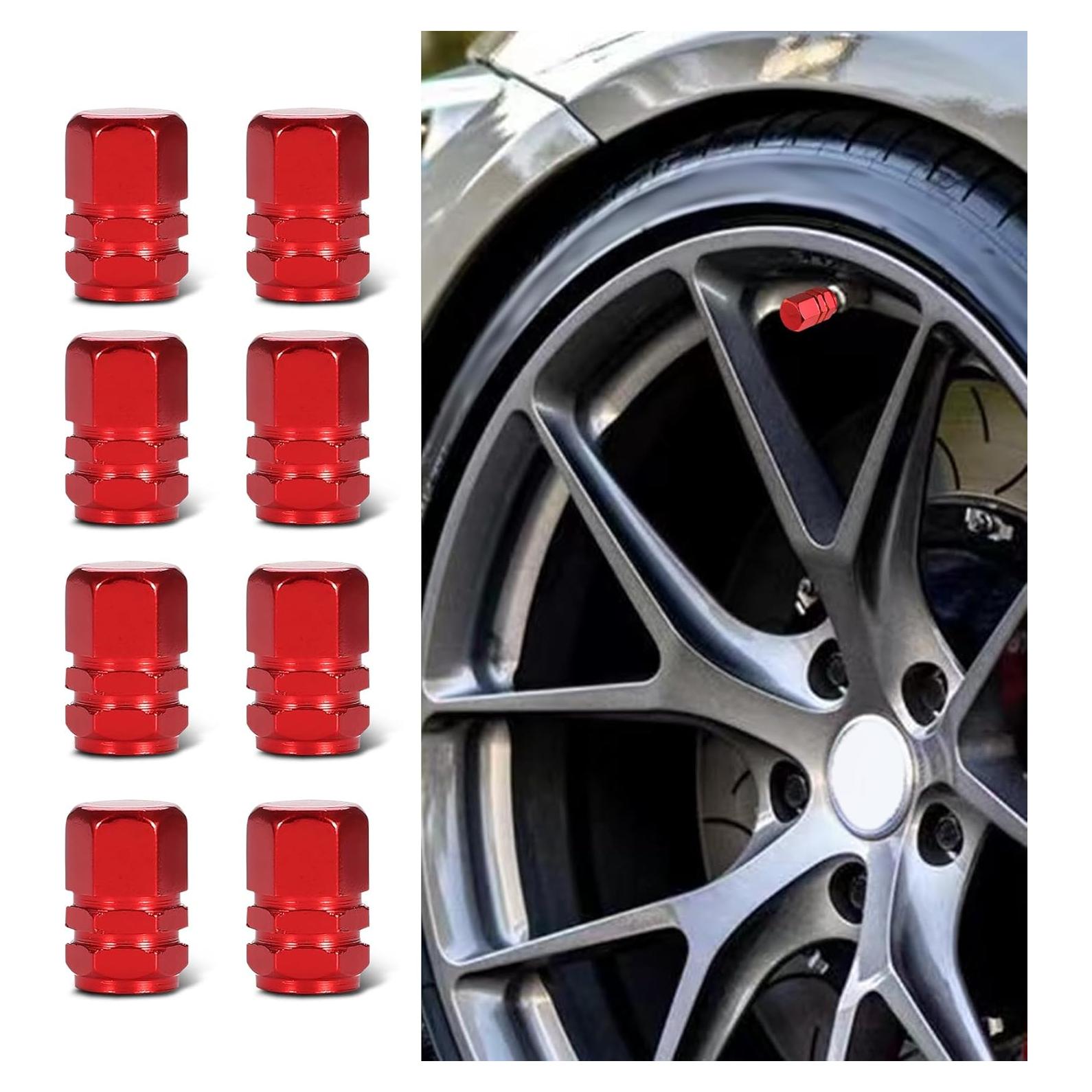 8 Tapas de Válvula de Neumático Kutyun Aluminio Rojo Universal