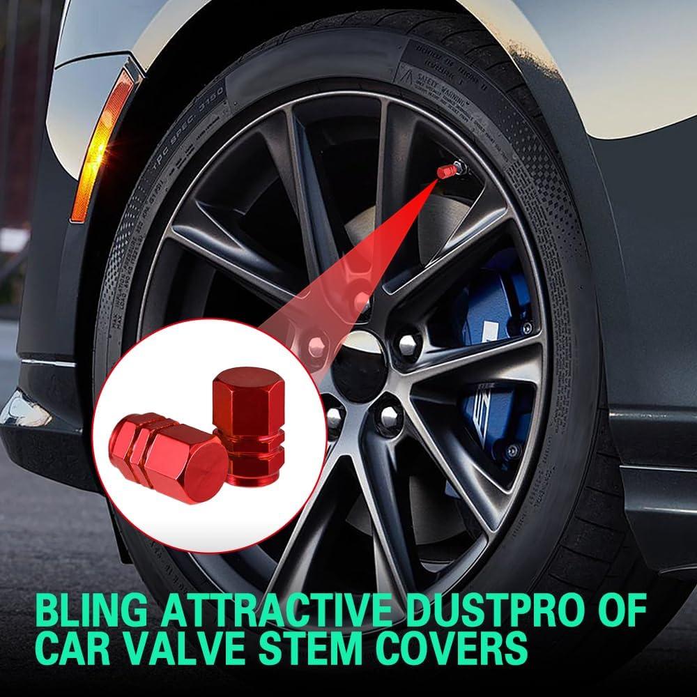 8 Tapas de Válvula de Neumático Kutyun Aluminio Rojo Universal